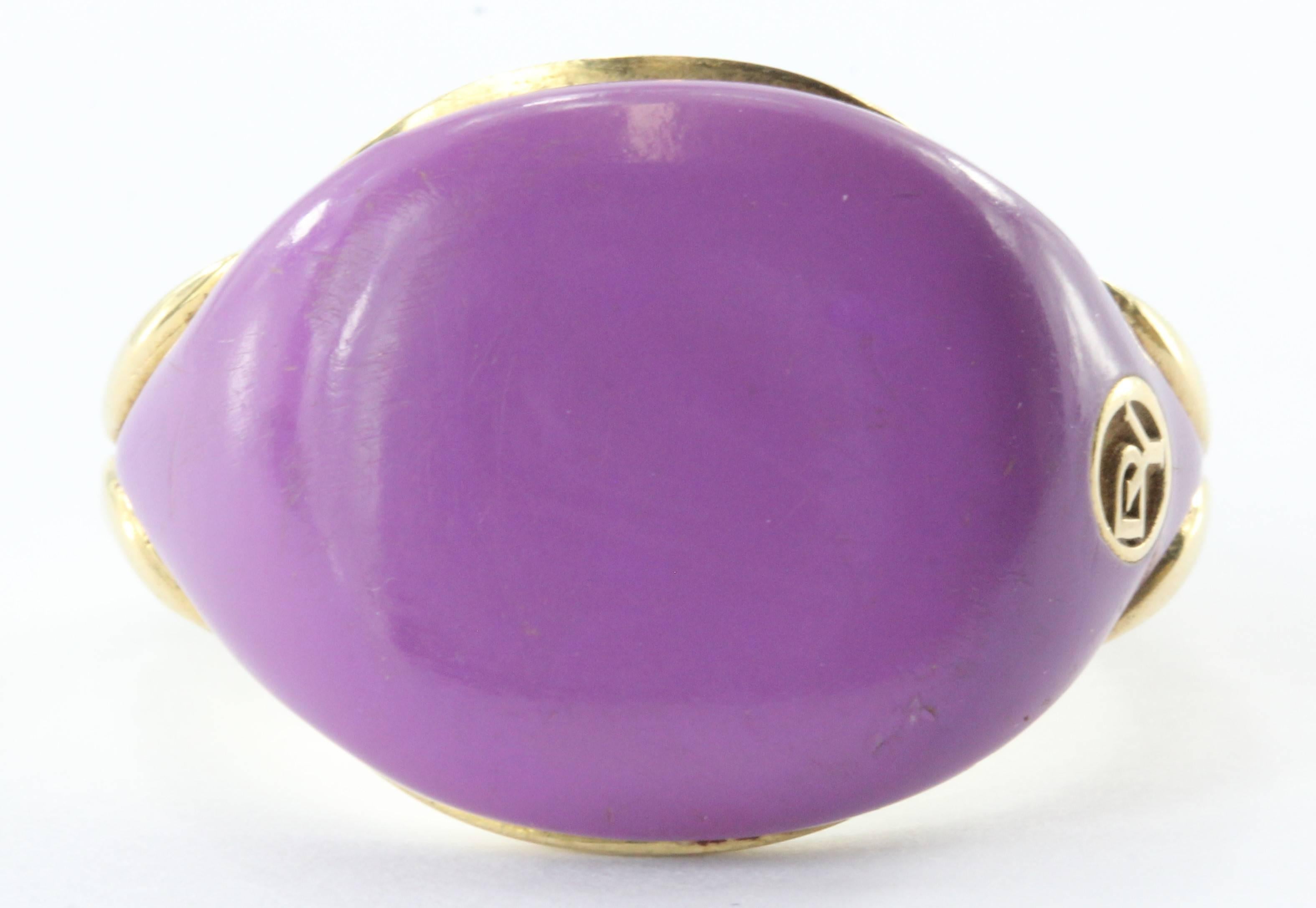 David Yurman 18K Gold Bubblegum Purple Pinky Ring Limited Edition
