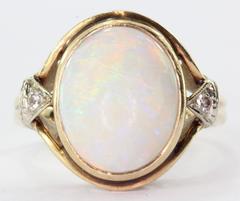 Gothic Revival 14K Gold Opal Diamond by Church & Co Circa 1920's