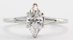 Art Deco Platinum Marquise Diamond Engagement Ring