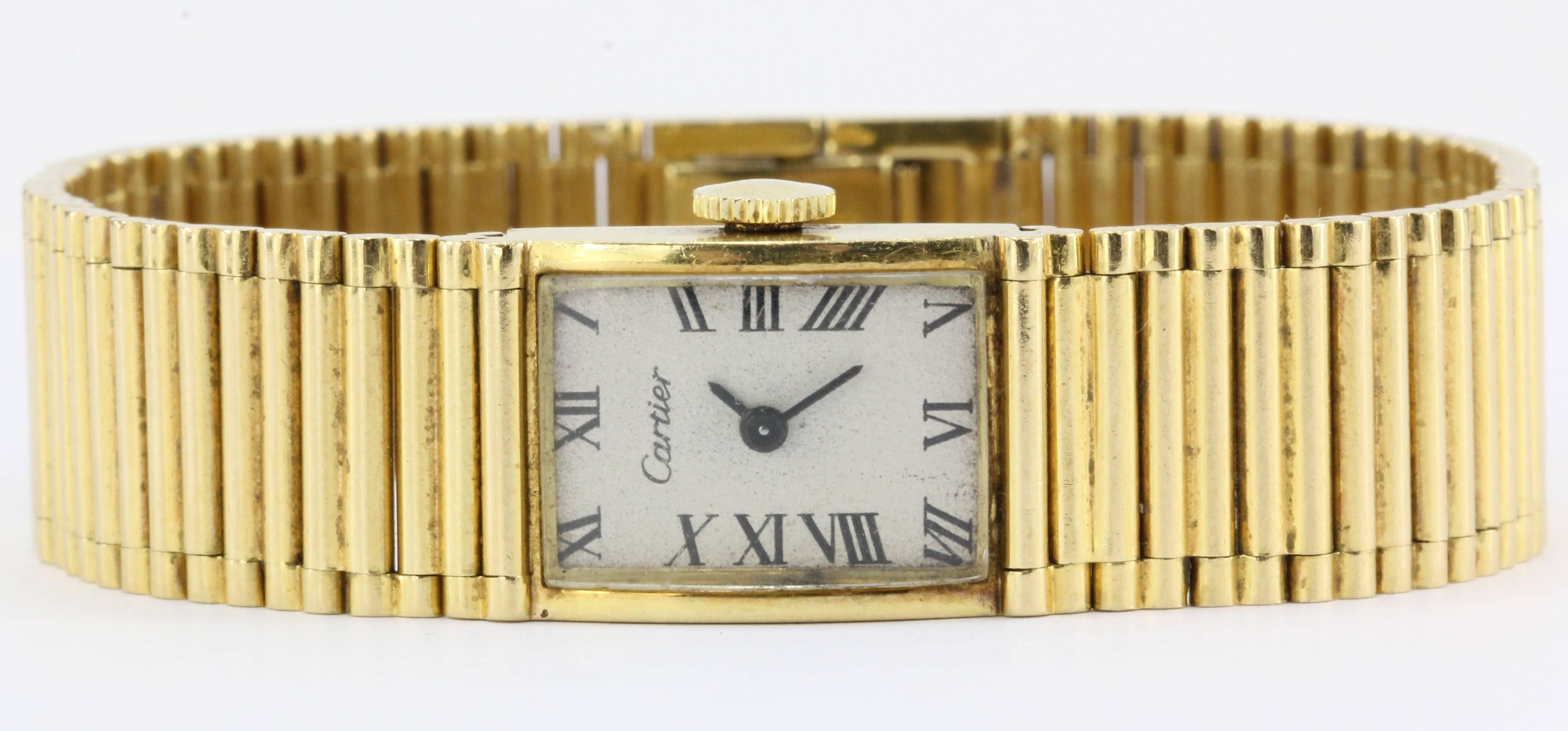 Vintage Cartier 18K Gold Girard Perregaux Tank Watch c.1950's
