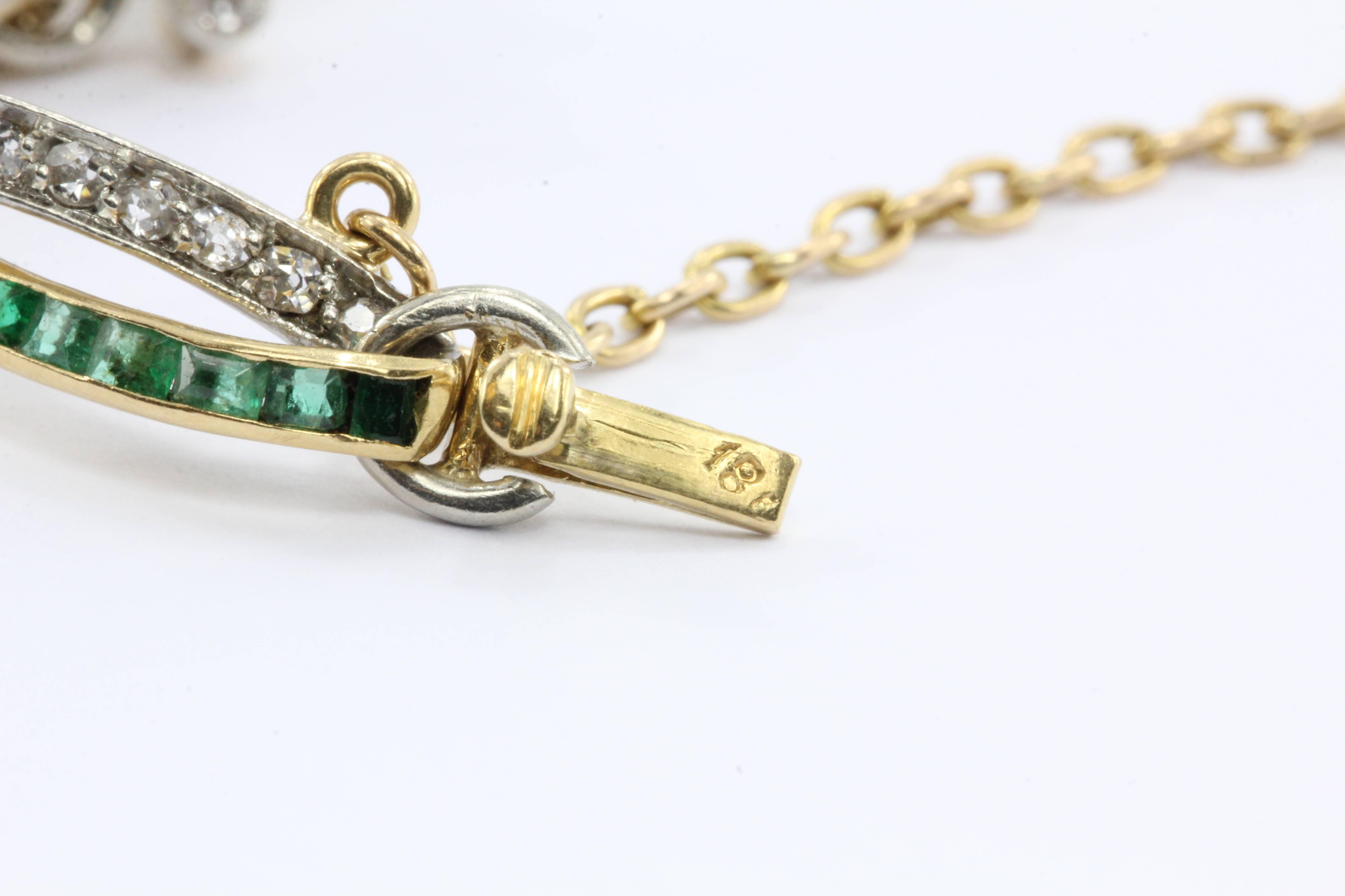 Women's Edwardian Diamond and Emerald Bracelet