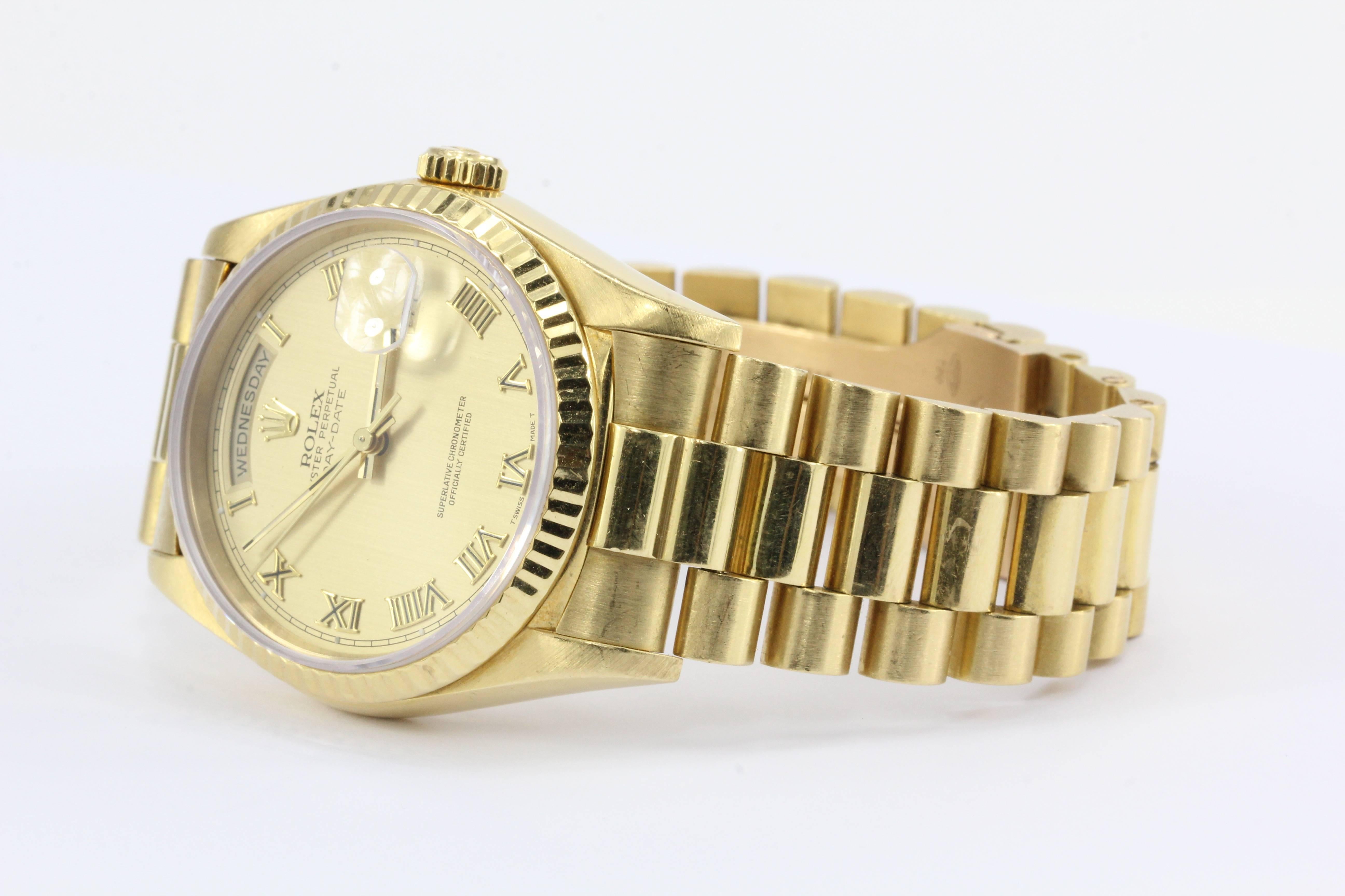 Rolex Presidential

Model: 18238

Double Quick Set

E Serial Number Circa 1990/1991

No Box or Papers
 
Two Year Warranty Queen May
