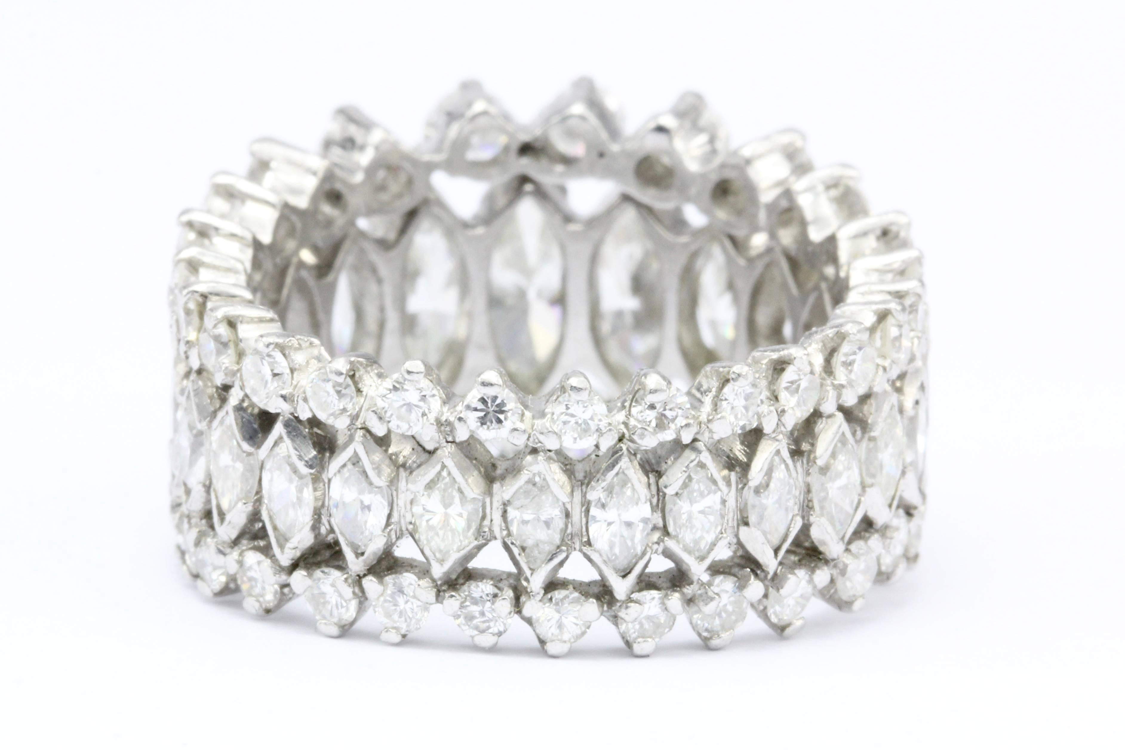 Retro Platinum Diamond Eternity Band, circa 1950s In Excellent Condition In Cape May, NJ