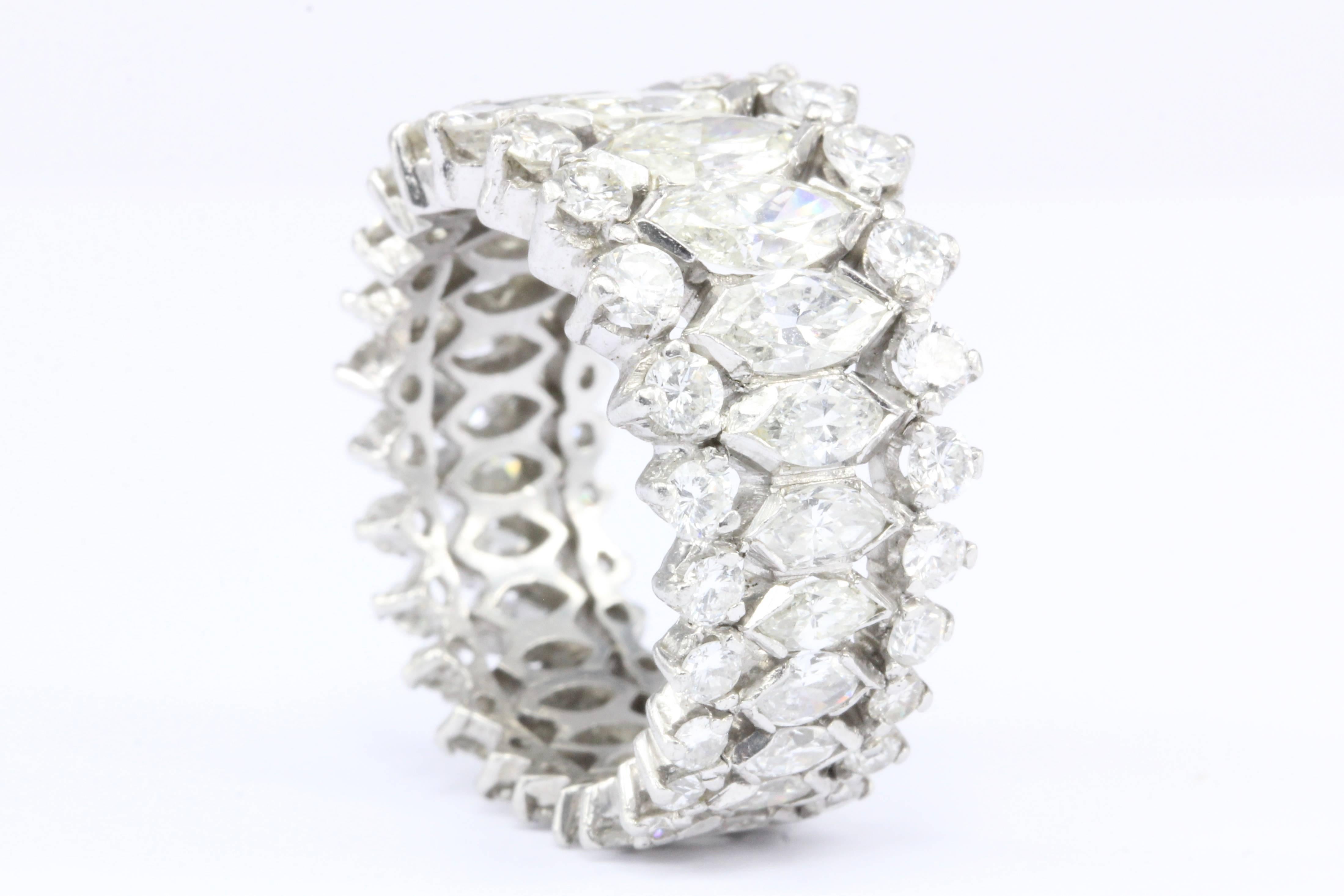 Women's Retro Platinum Diamond Eternity Band, circa 1950s