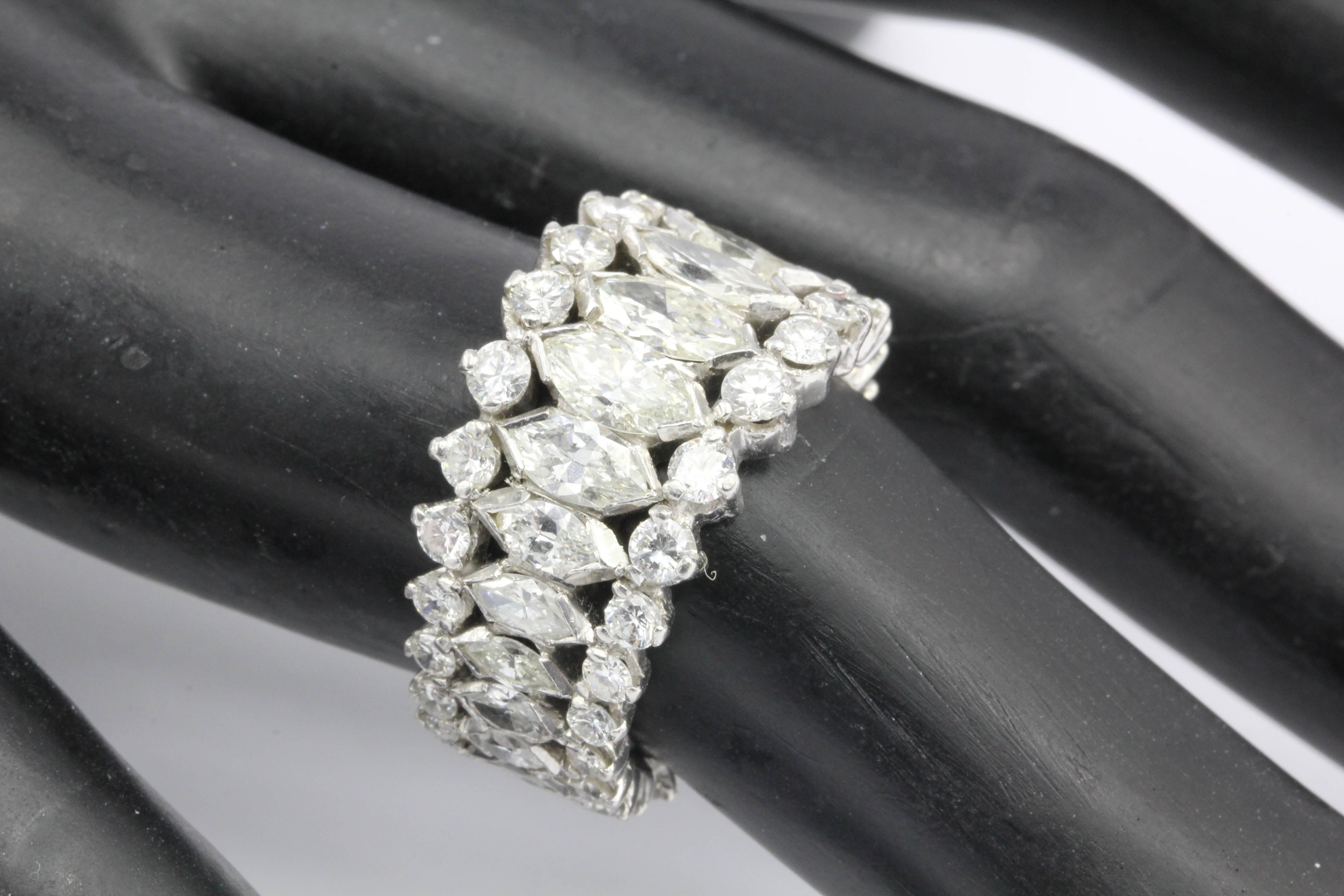 Retro Platinum Diamond Eternity Band, circa 1950s 1