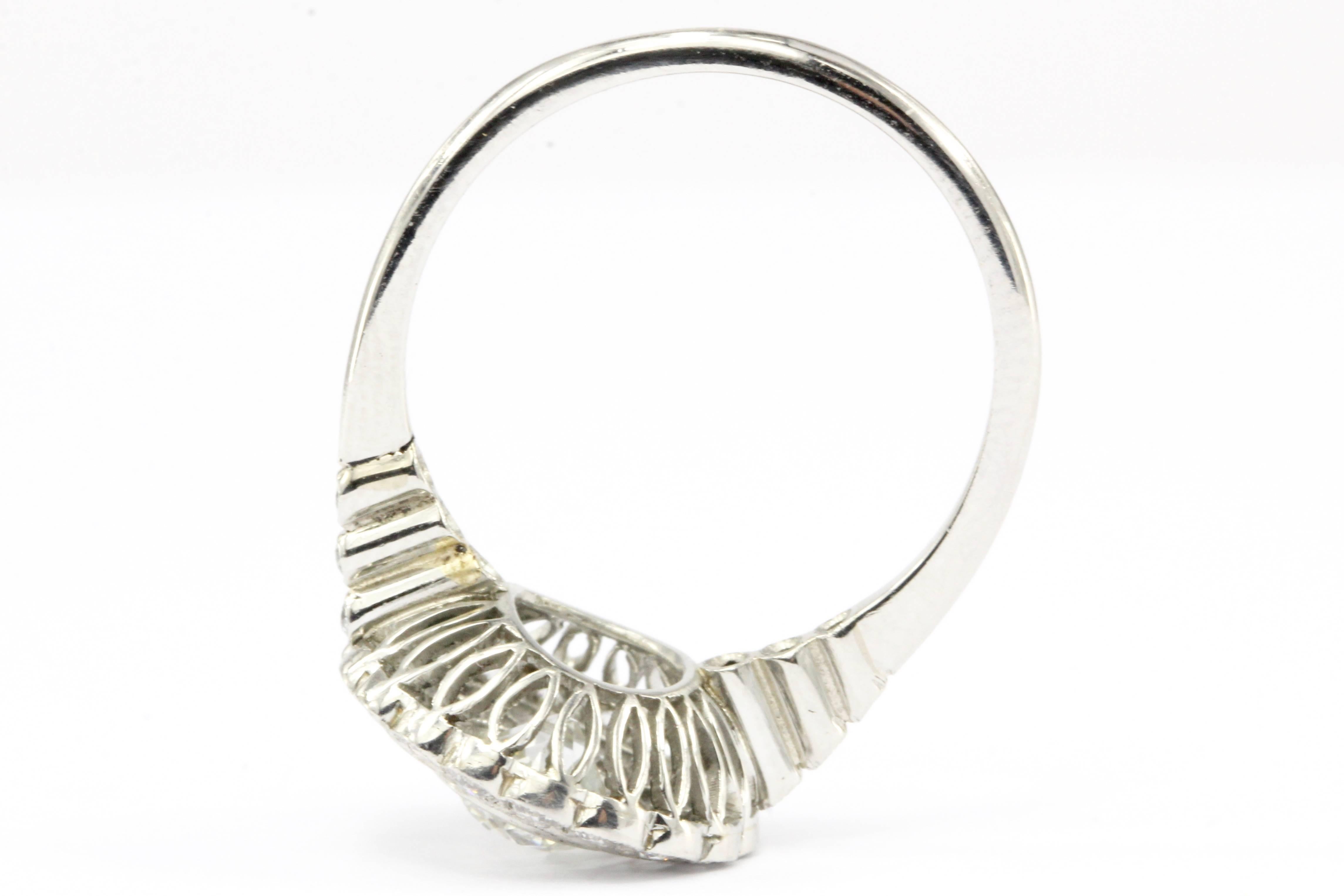 Women's Handmade Platinum Old European Cut Diamond Halo Ring