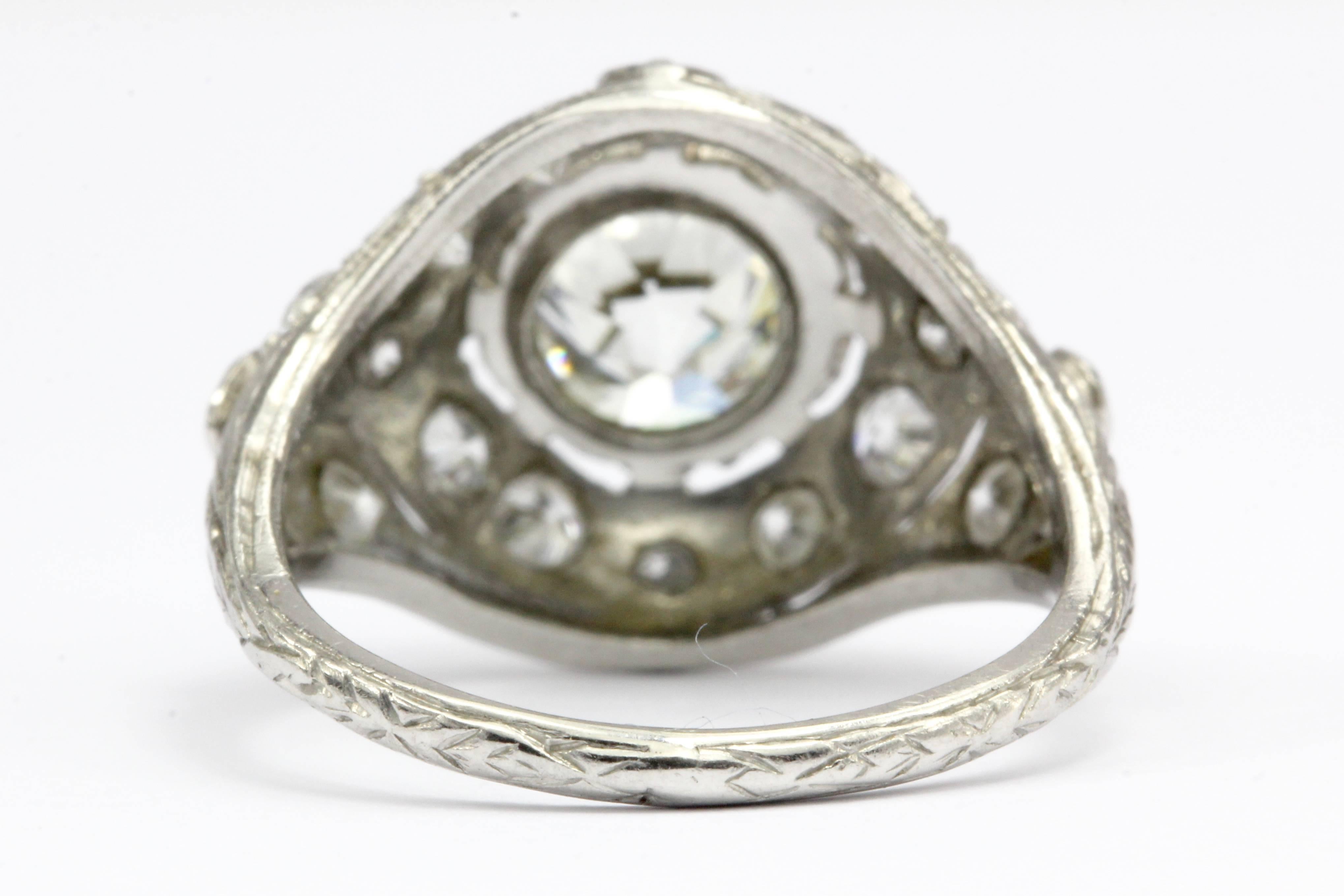 Women's Art Deco Platinum 1.15 Carat Old European Cut Engagement Ring, circa 1920s