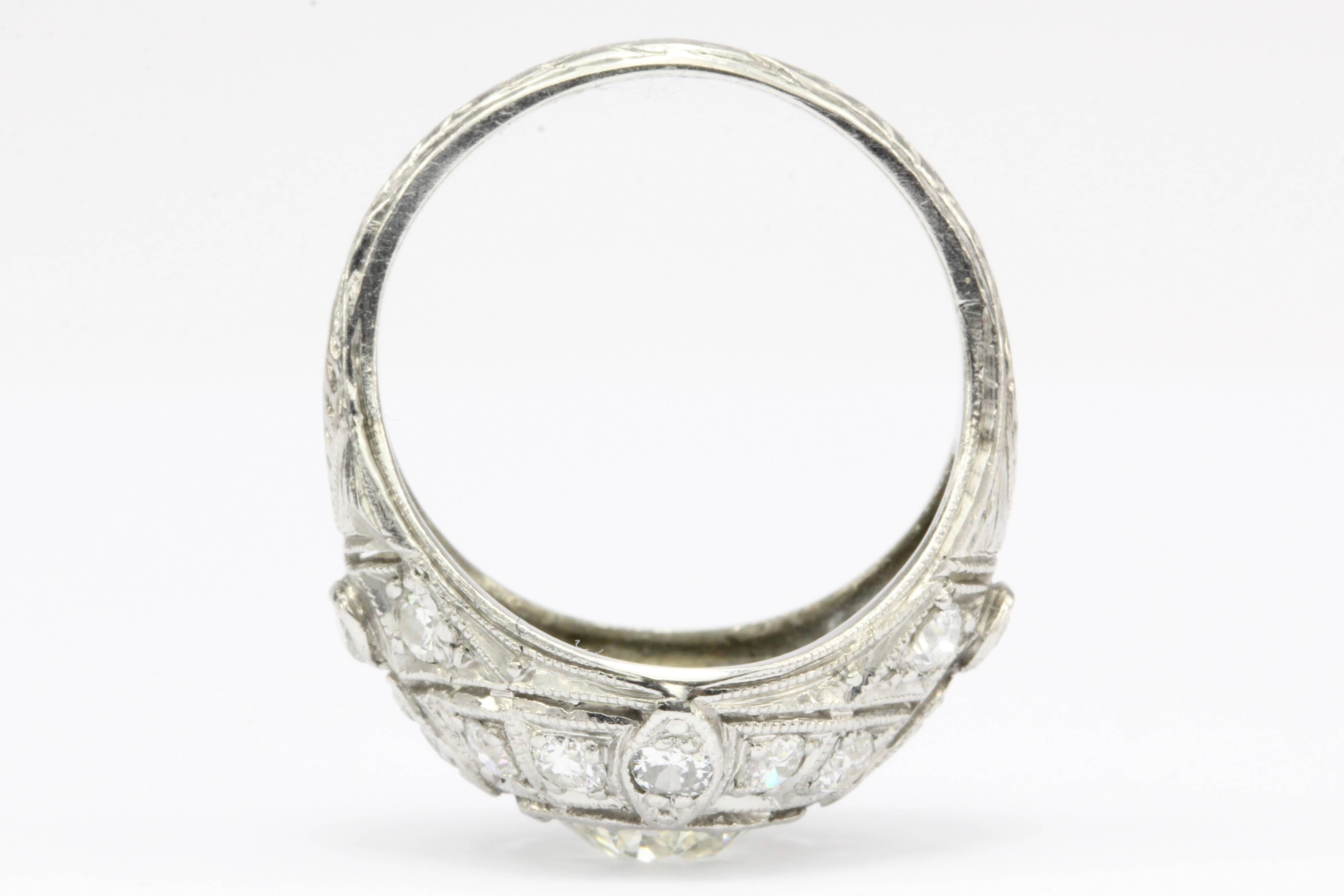 Art Deco Platinum 1.15 Carat Old European Cut Engagement Ring, circa 1920s 1