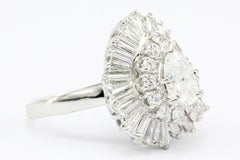 Platinum 3 Carat Diamond Convertible Ring to Pendant, circa 1950s