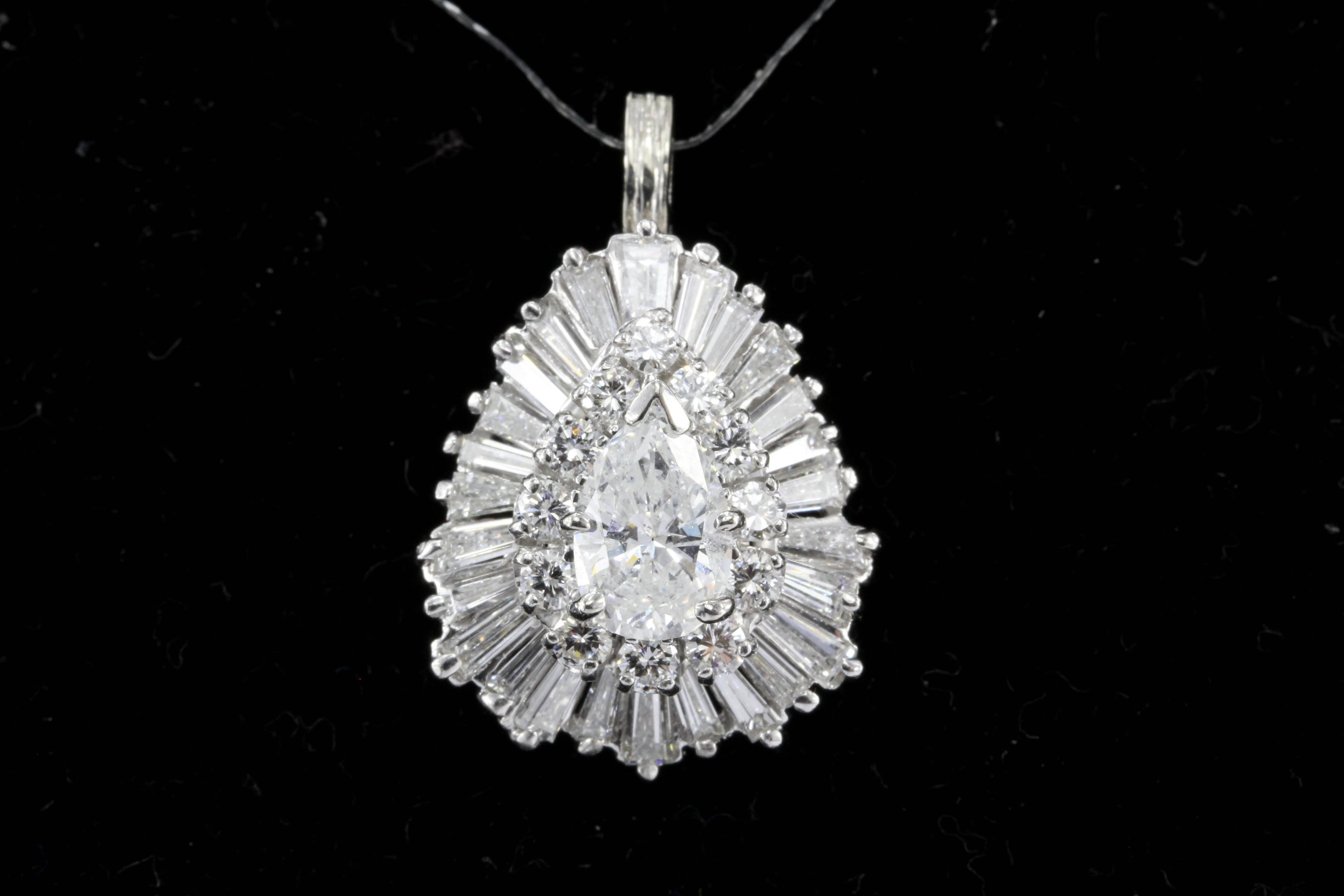 Women's Platinum 3 Carat Diamond Convertible Ring to Pendant, circa 1950s