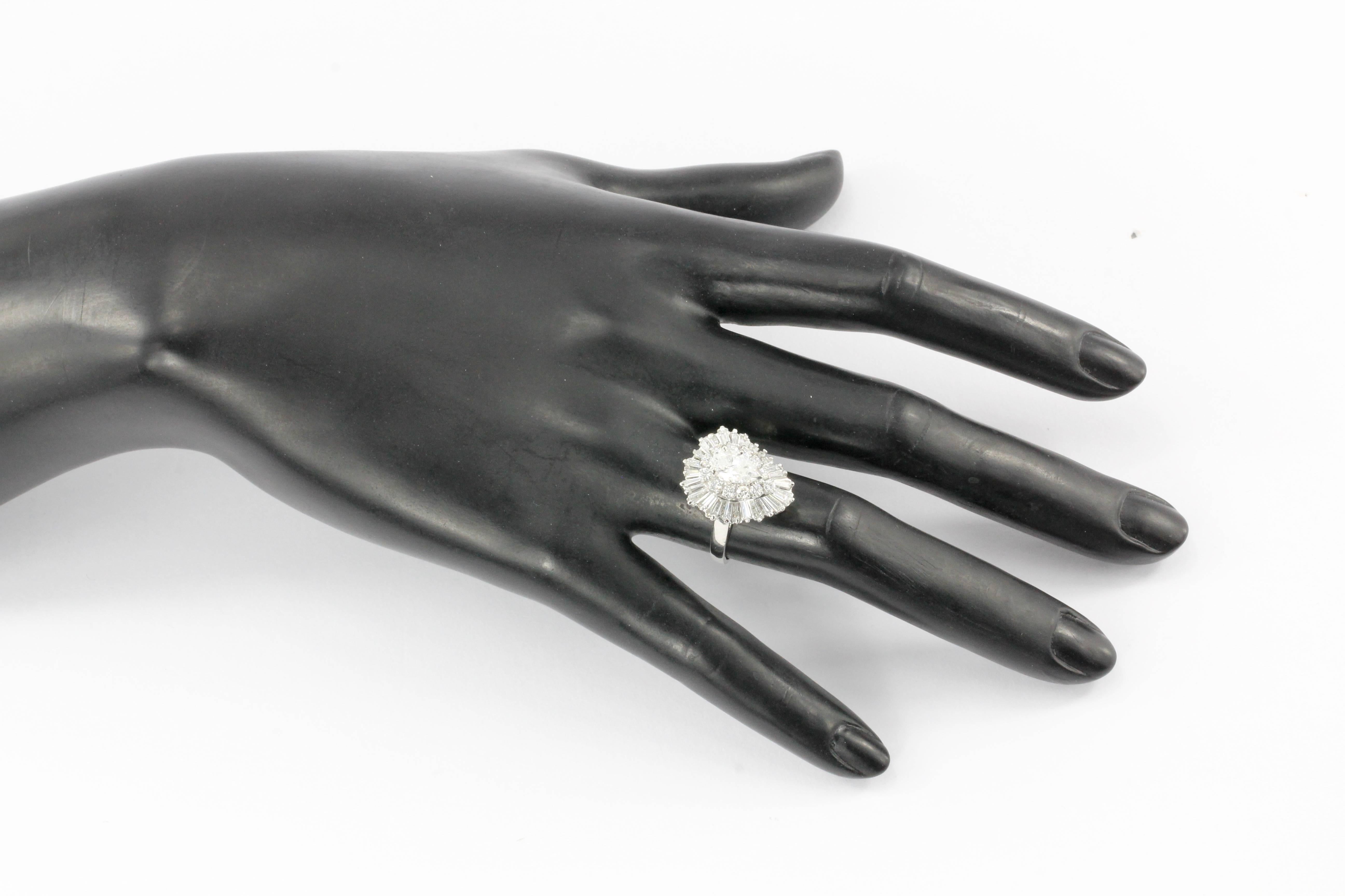 Platinum 3 Carat Diamond Convertible Ring to Pendant, circa 1950s 1