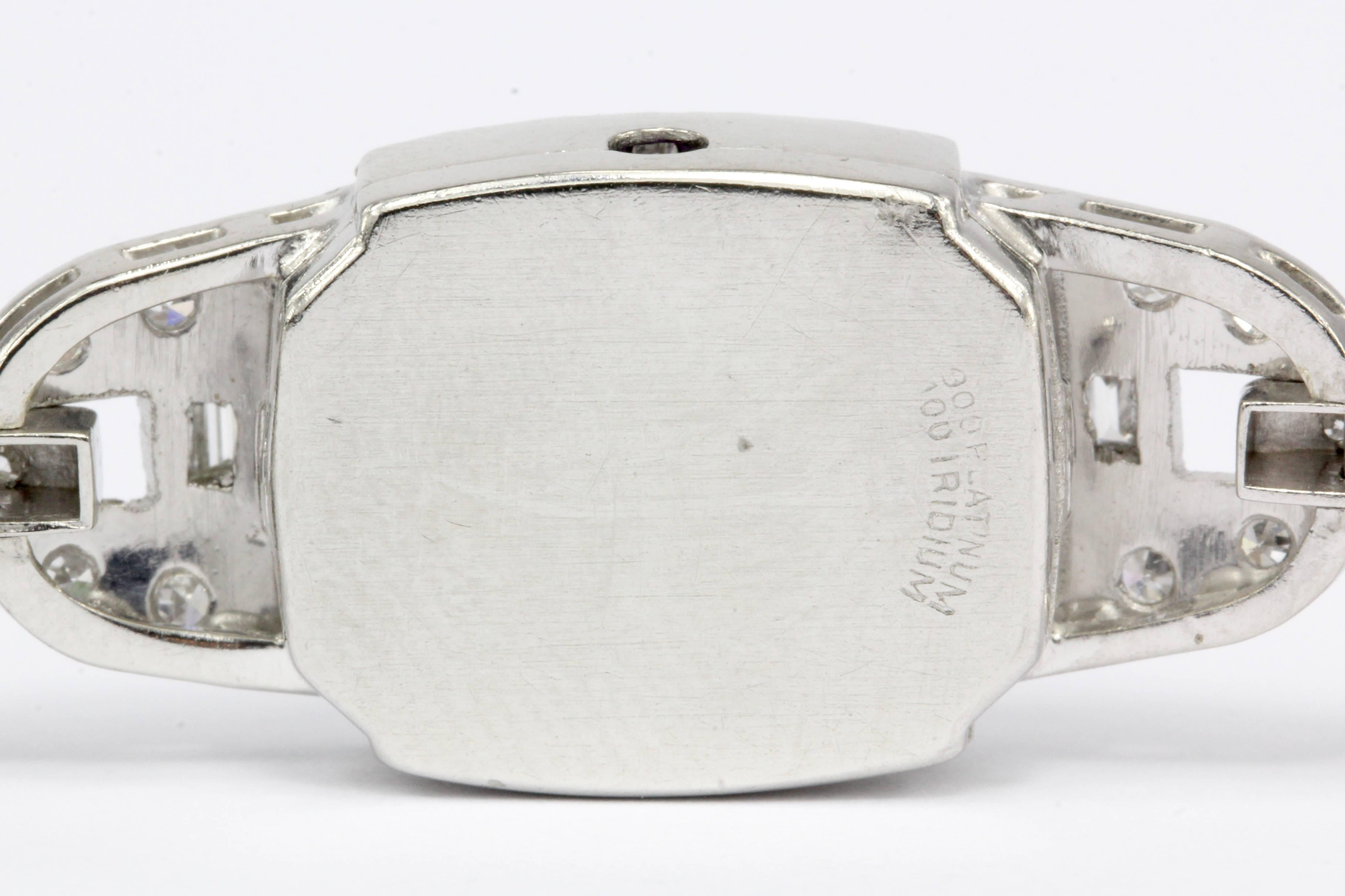 Art Deco Platinum Diamond Watch Conversion with Amethyst Cabochon 2