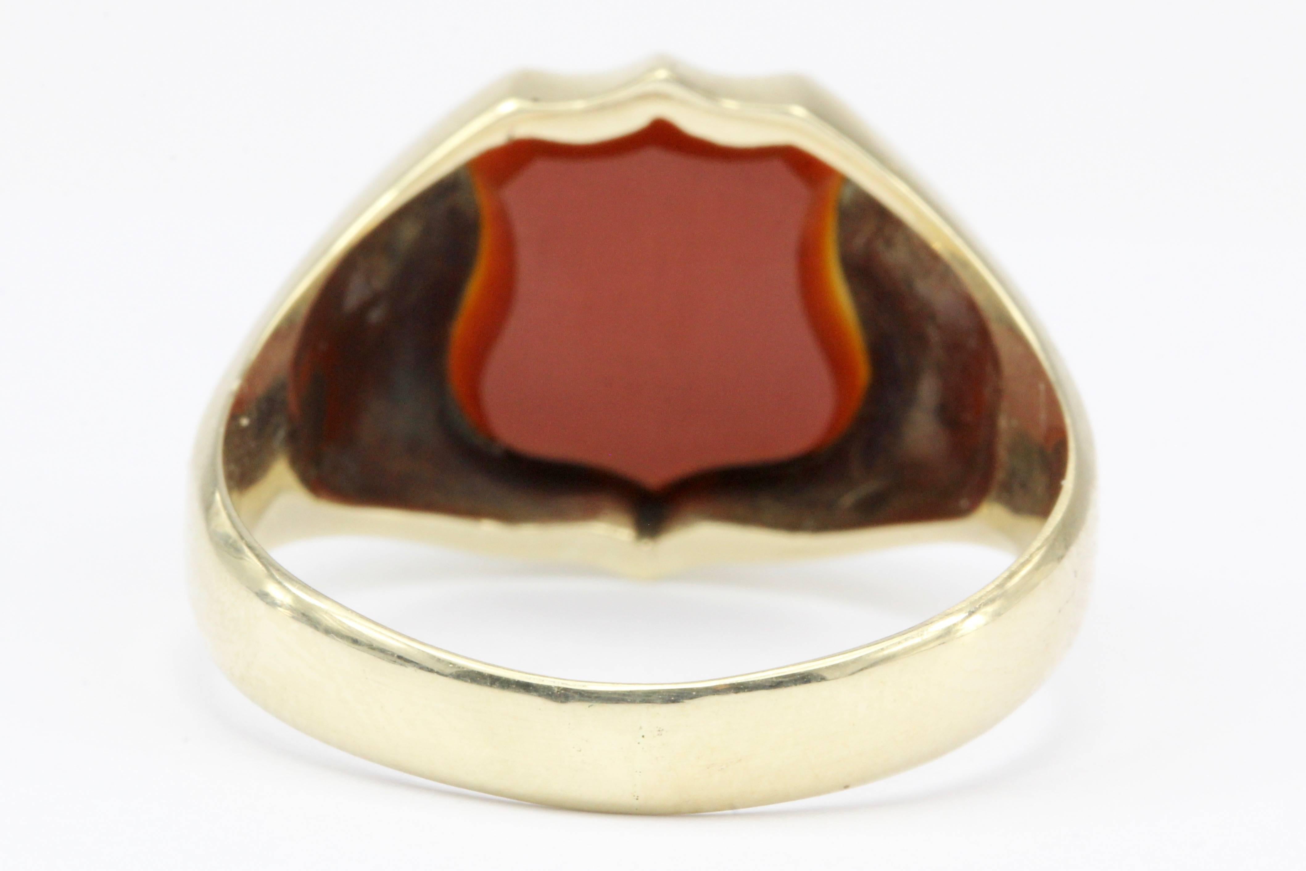 Women's or Men's French Belle Époque 3rd Republic Banded Agate Signet Ring
