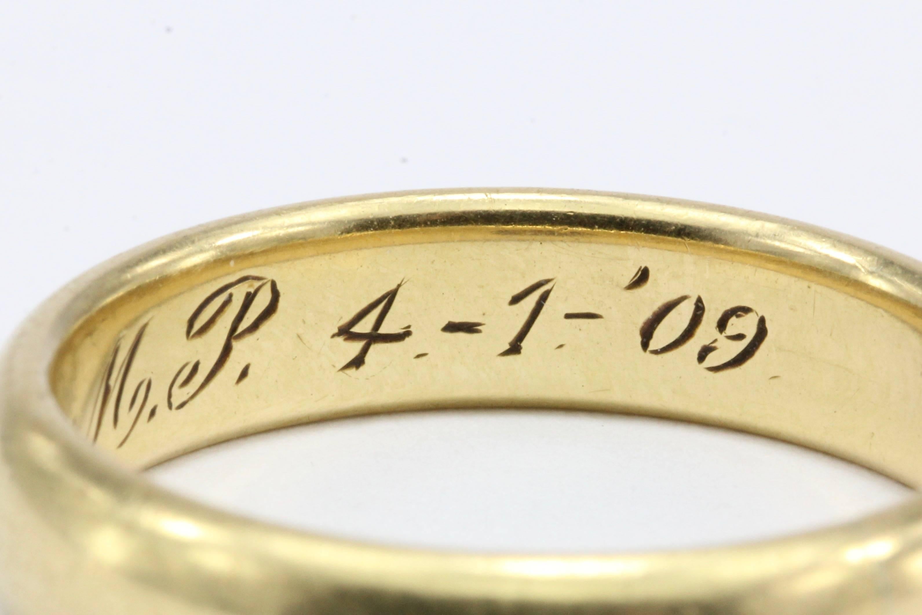 Edwardian Gold English Men’s Wedding Band Dated 4/1/1909 2