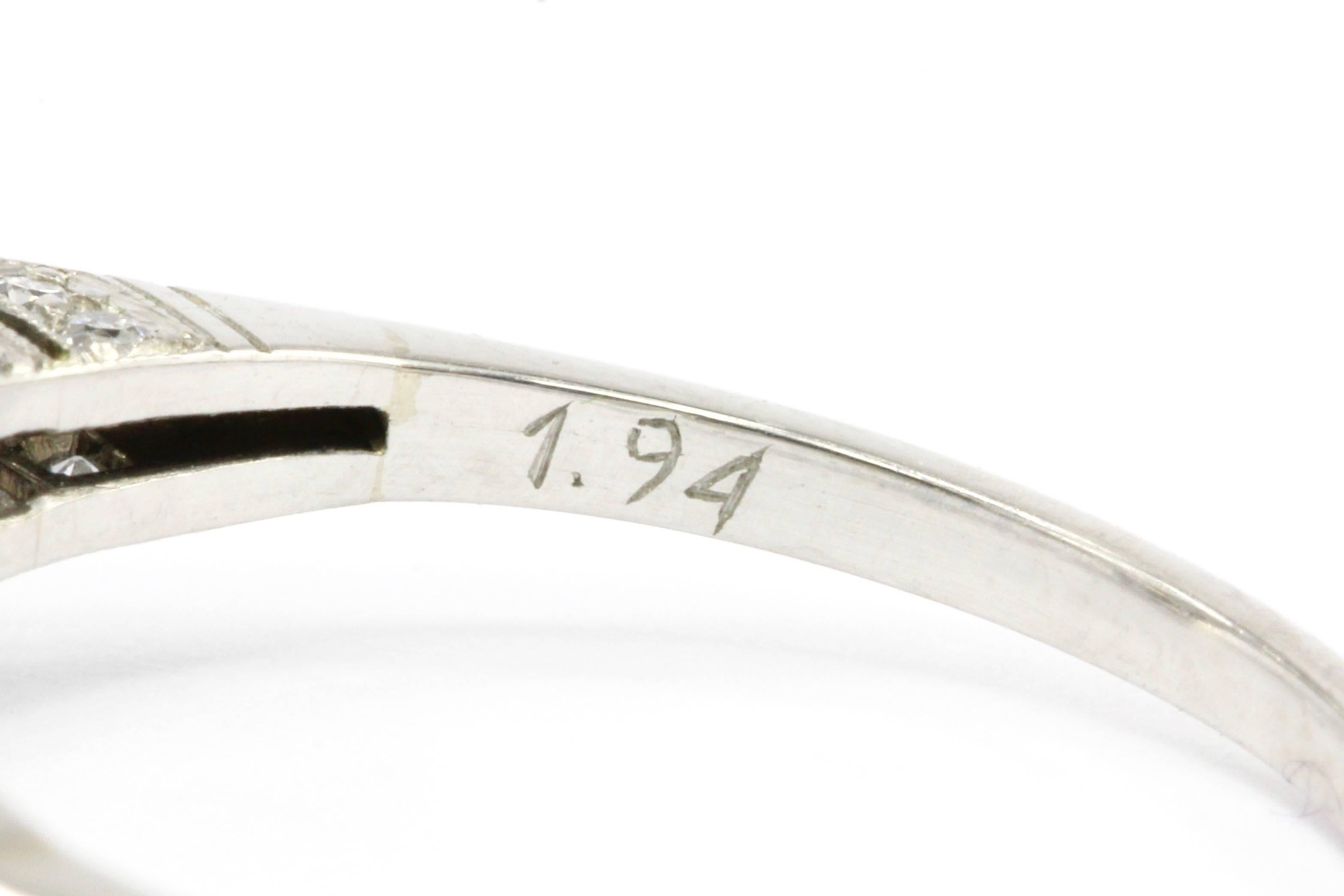 Art Deco Style Platinum GIA 2.59 Carat Old European Cut Diamond Ring 2