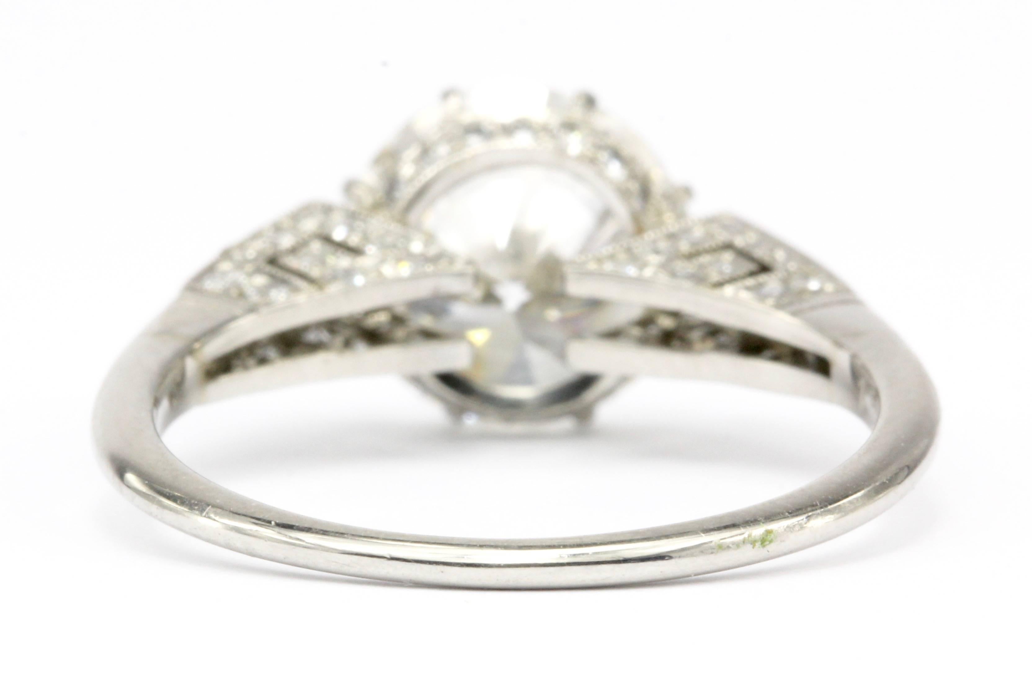 Men's Art Deco Style Platinum GIA 2.59 Carat Old European Cut Diamond Ring