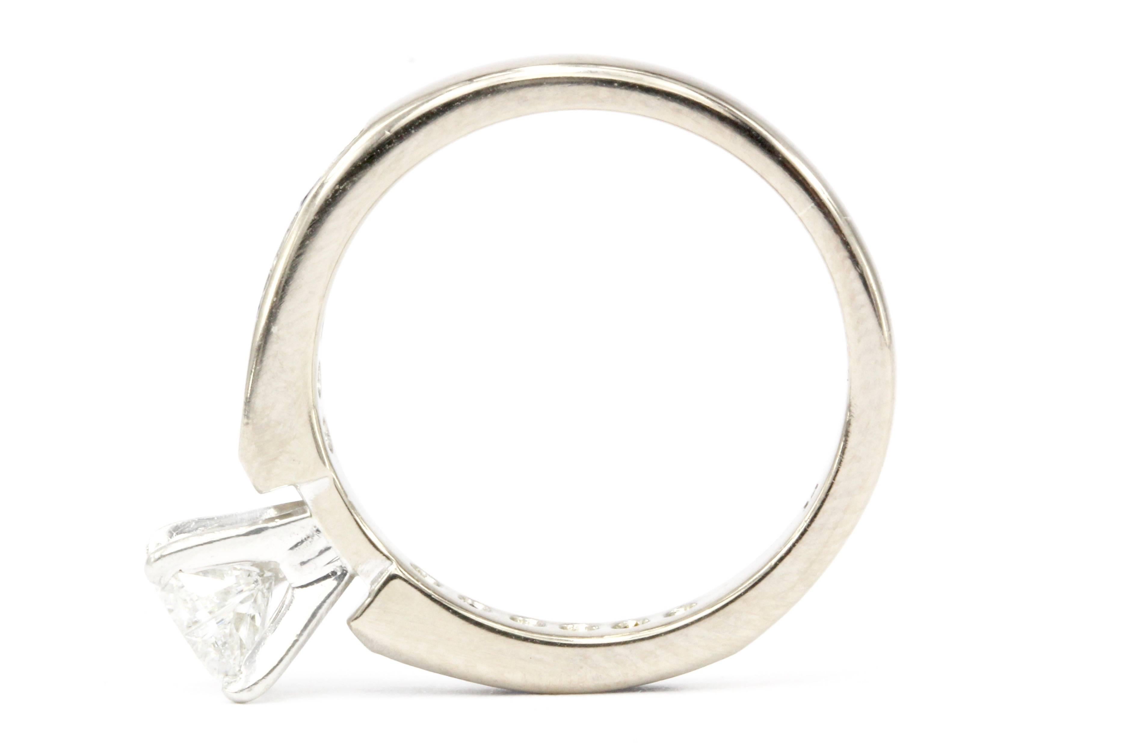 Women's White Gold Platinum Top Heart Cut Diamond and Sapphire Engagement Ring