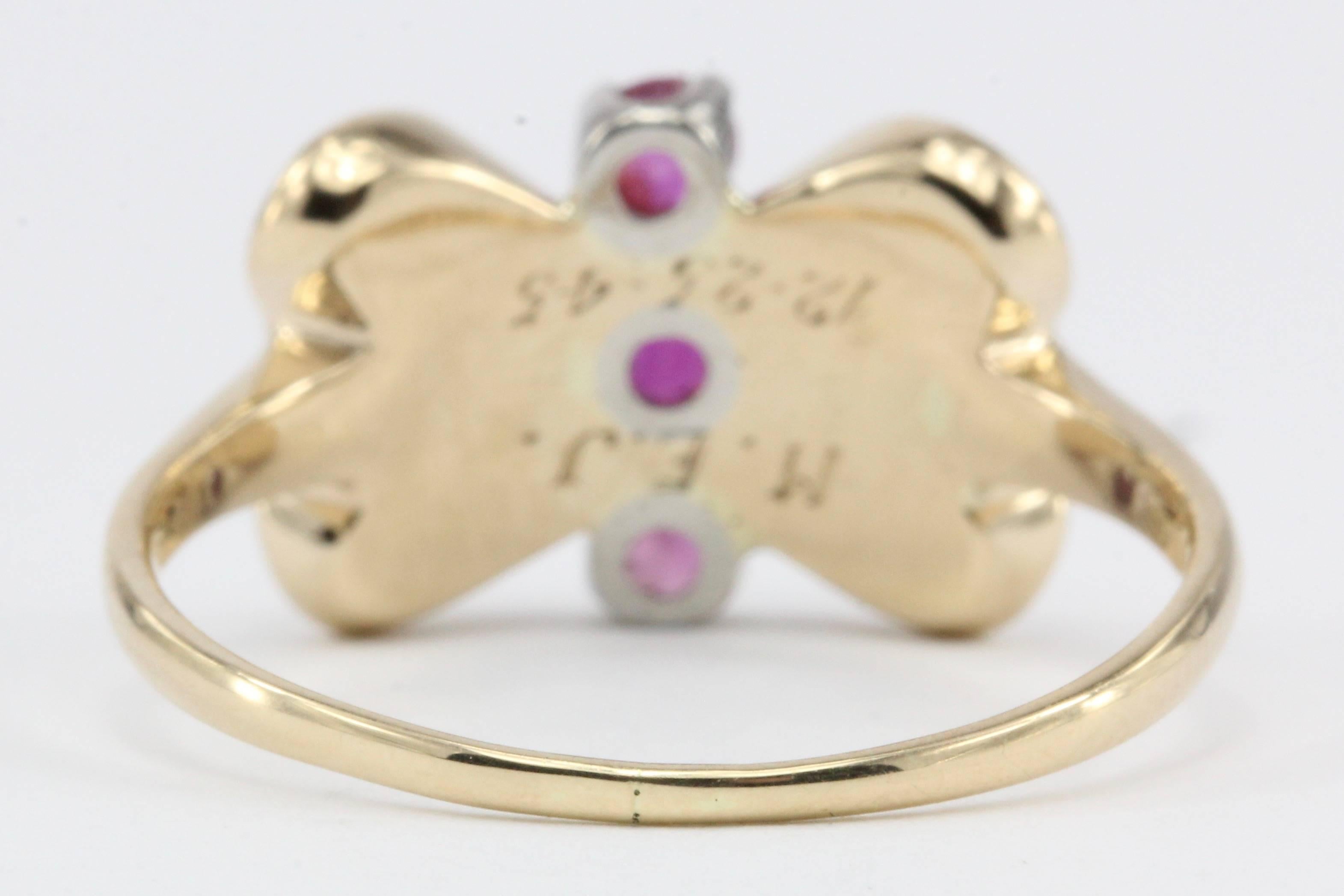 Gold and Palladium Tiffany & Co. Ruby Ring, circa 1945 In Excellent Condition In Cape May, NJ