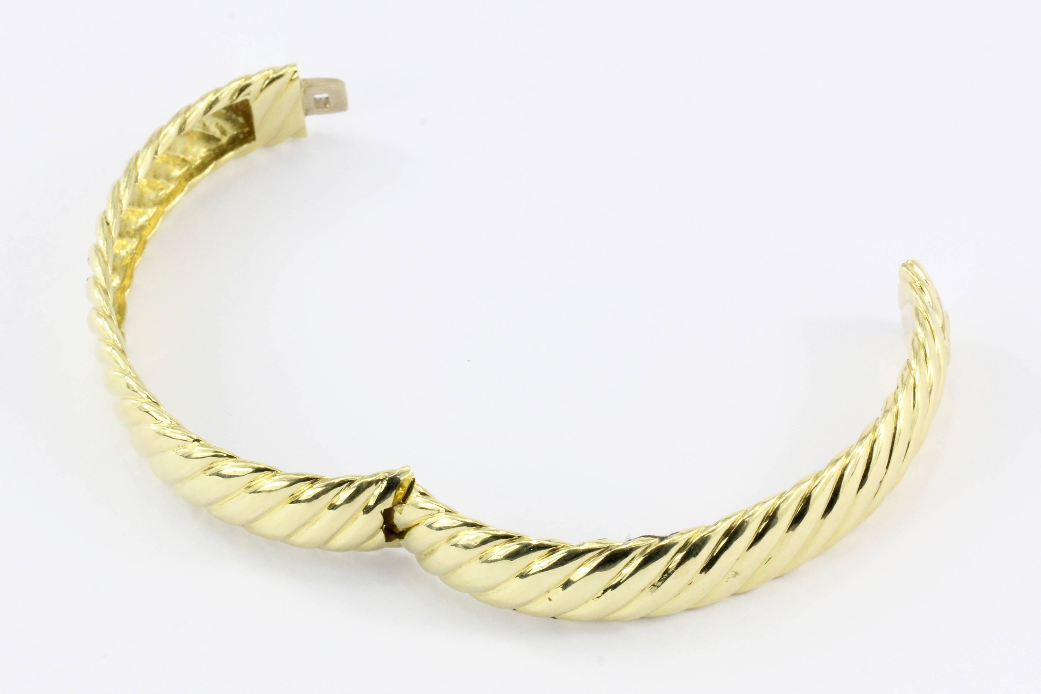 David Yurman 18 Karat Yellow Gold Cable Classic Bangle Bracelet 1