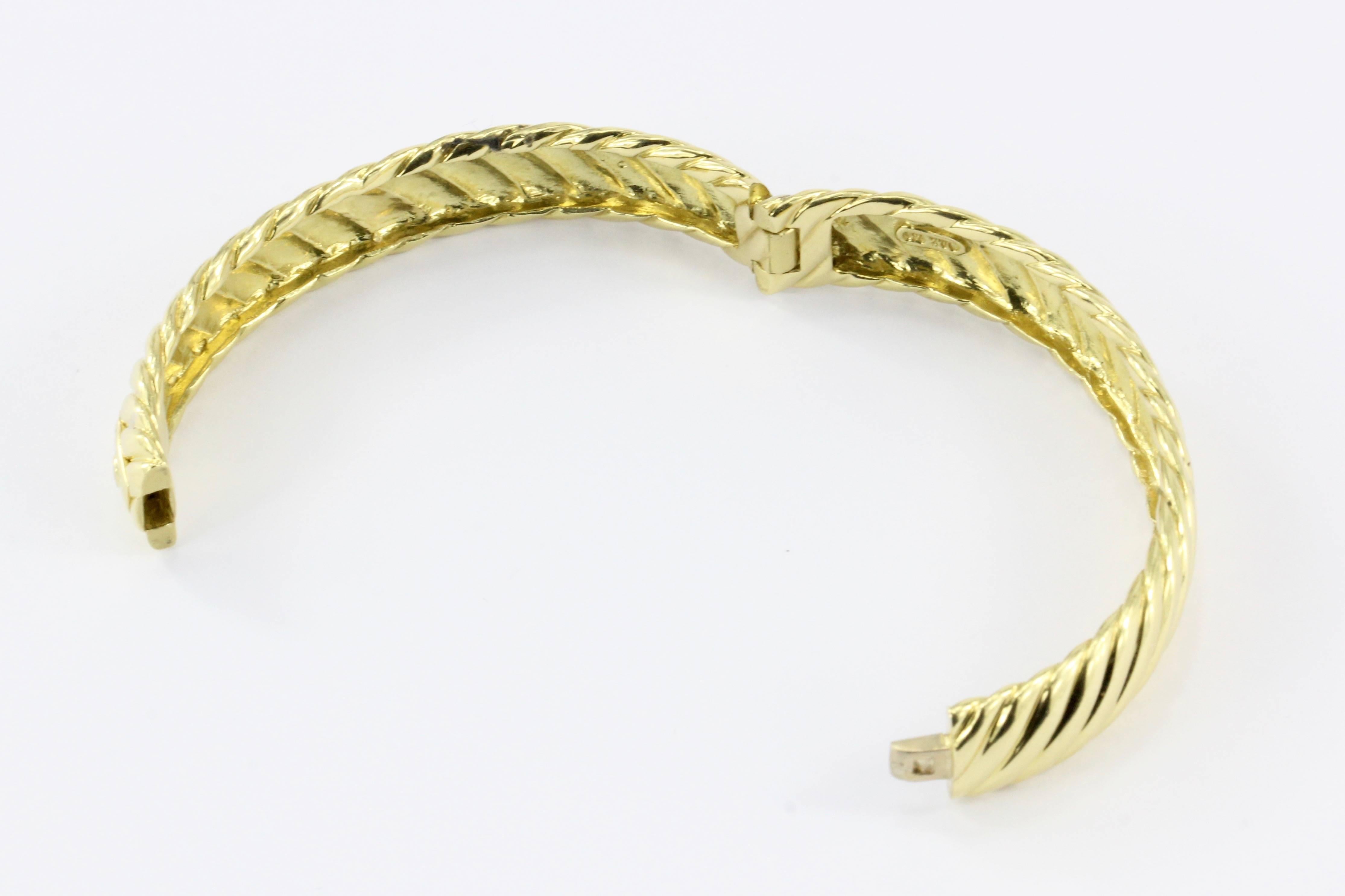 David Yurman 18 Karat Yellow Gold Cable Classic Bangle Bracelet 2