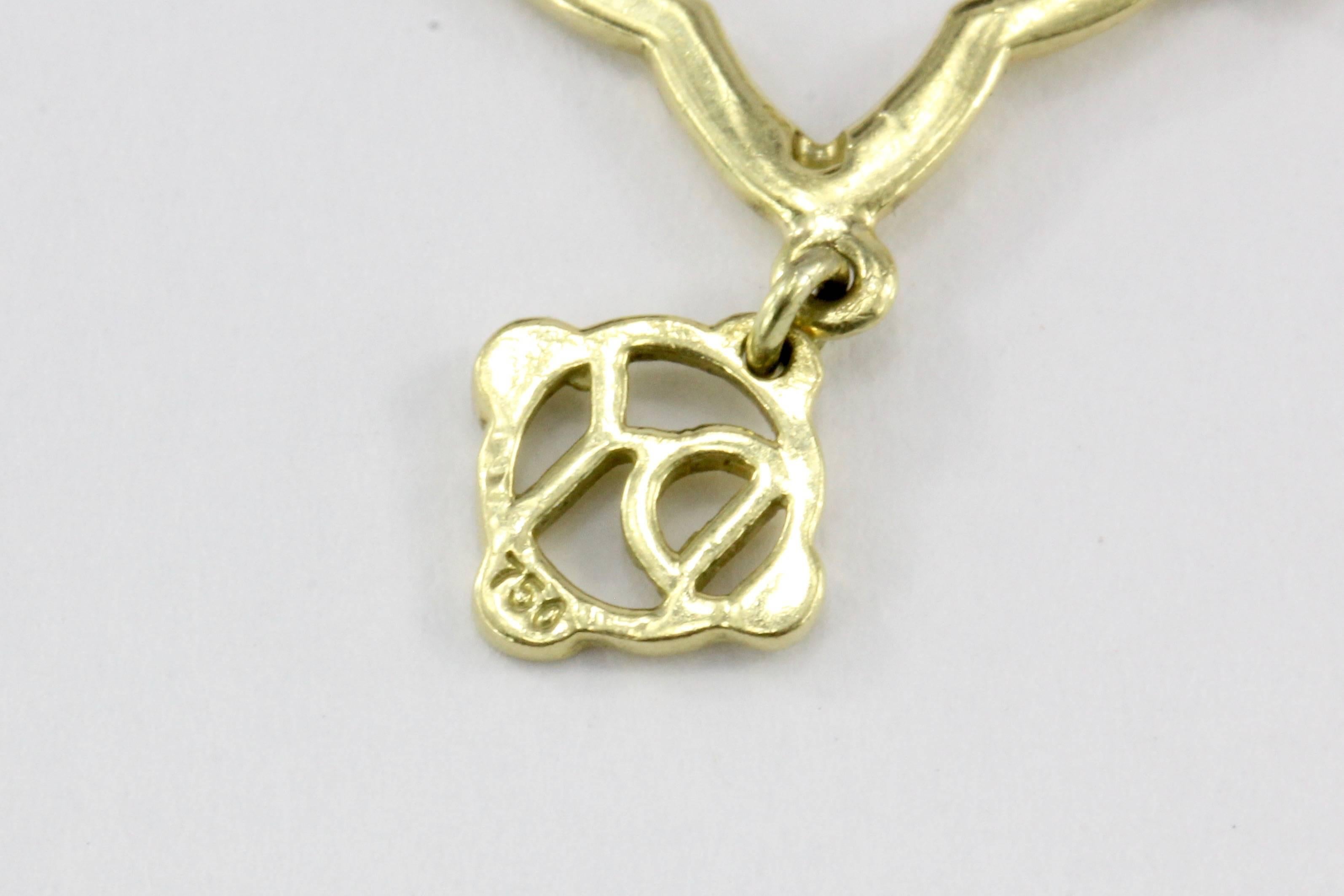 Women's David Yurman 18 Karat Satin Finish Yellow Gold and Diamond Lariat Necklace