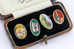 Victorian Yellow Gold Enamel Four Vices Cufflinks