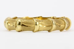 Estate 18K Yellow Gold Italian Bamboo Bangle Bracelet, circa 1950s