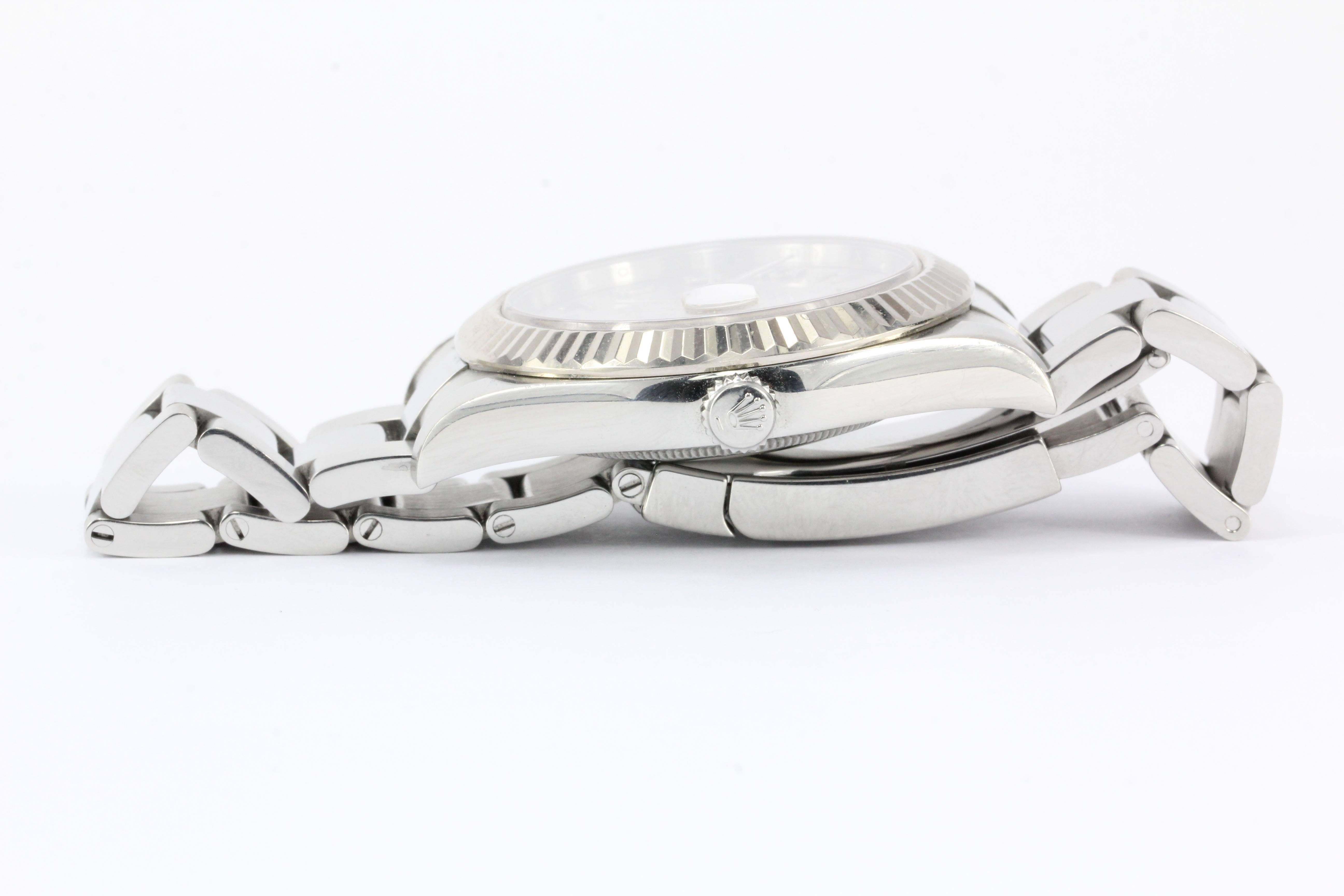 Rolex White Gold Stainless Steel Datejust II Rhodium Dial Wristwatch 1