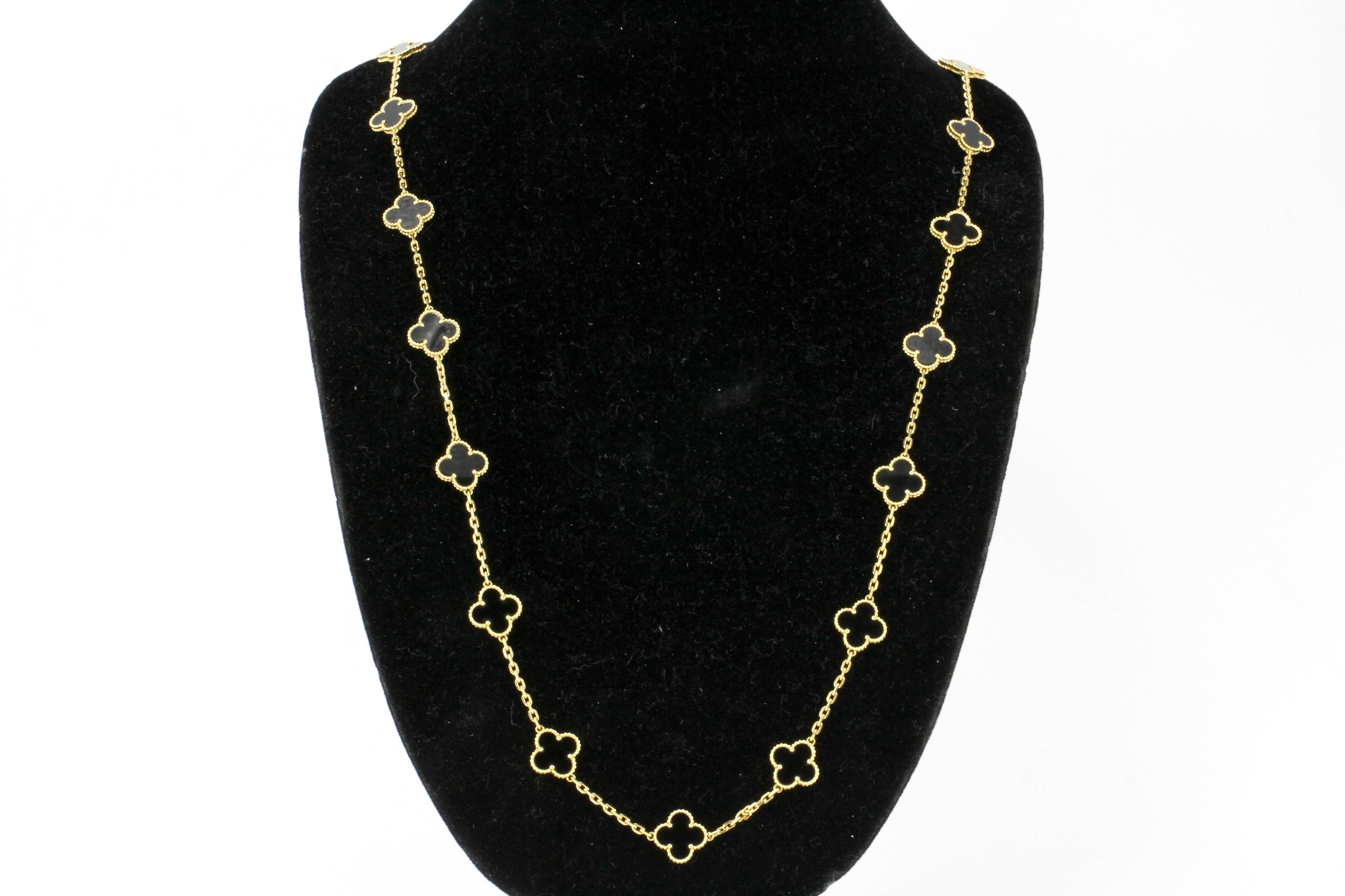 Van Cleef & Arpels Gold Alhambra 20 Motifs Long Necklace In Excellent Condition In Cape May, NJ