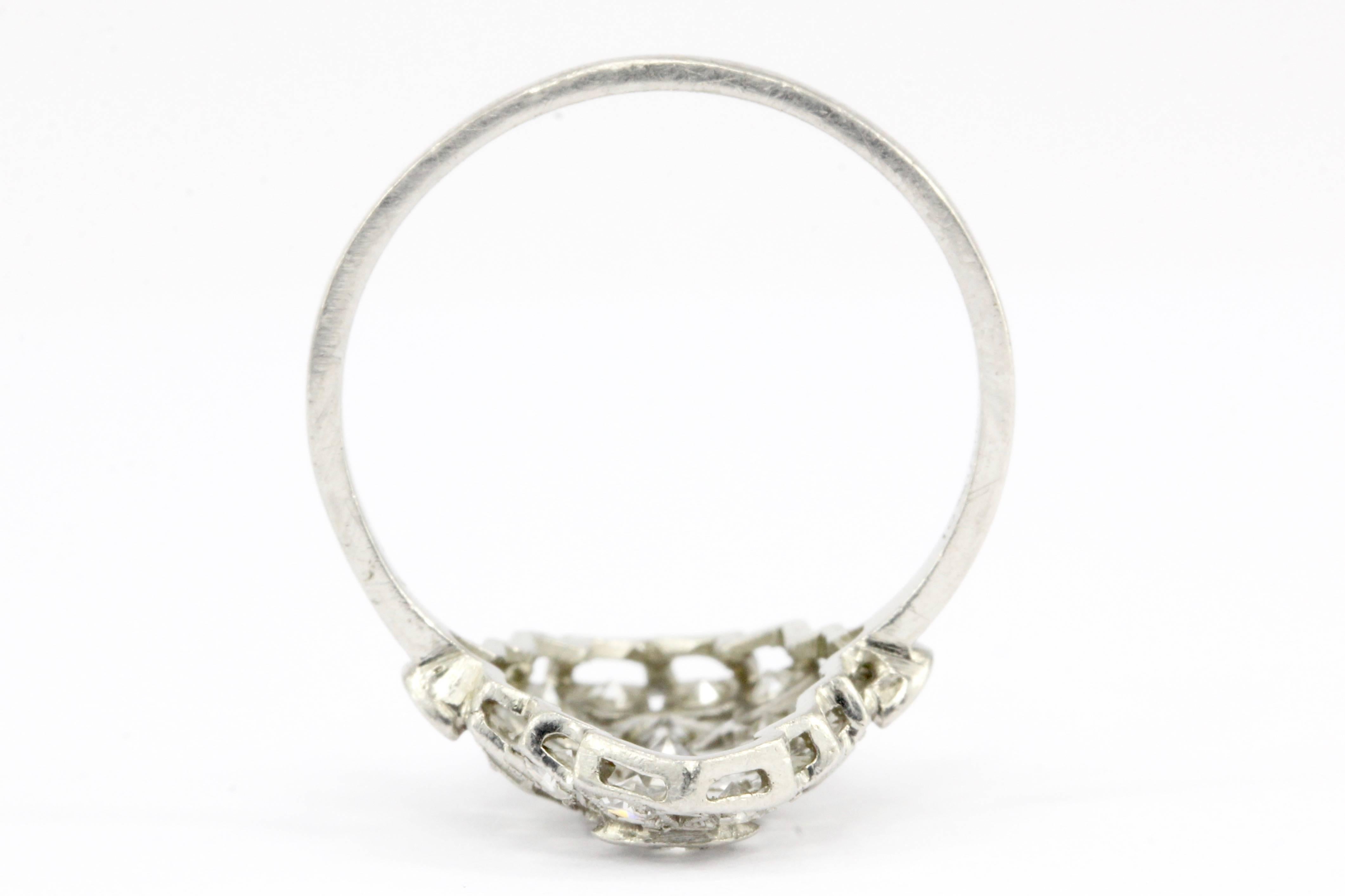 Women's Art Deco Platinum and Diamond Shield Ring