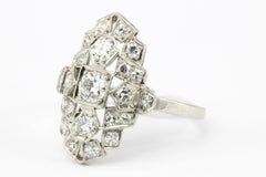 Art Deco Platinum and Diamond Shield Ring