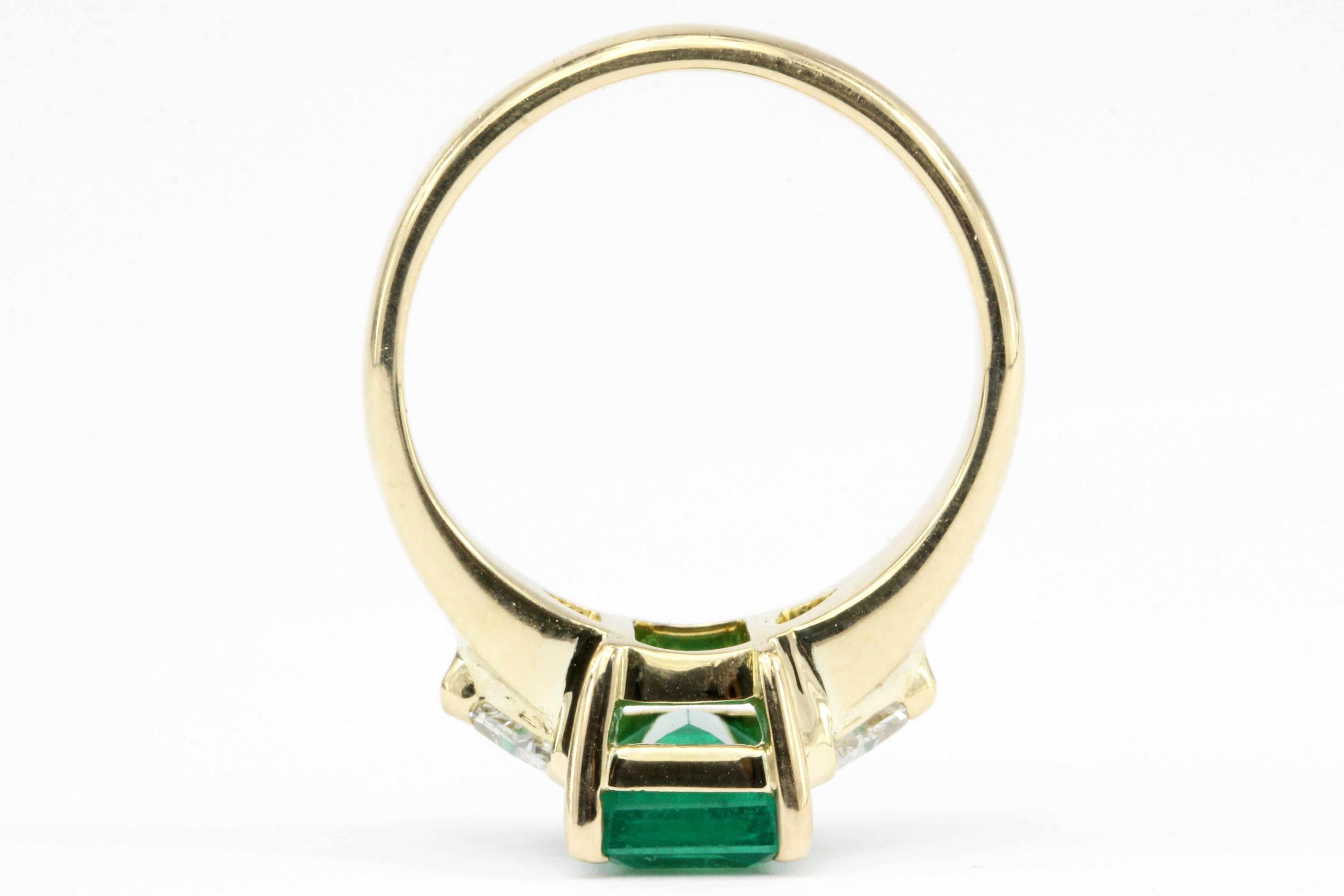 Women's Gold 2 Carat Emerald and Diamond Ring