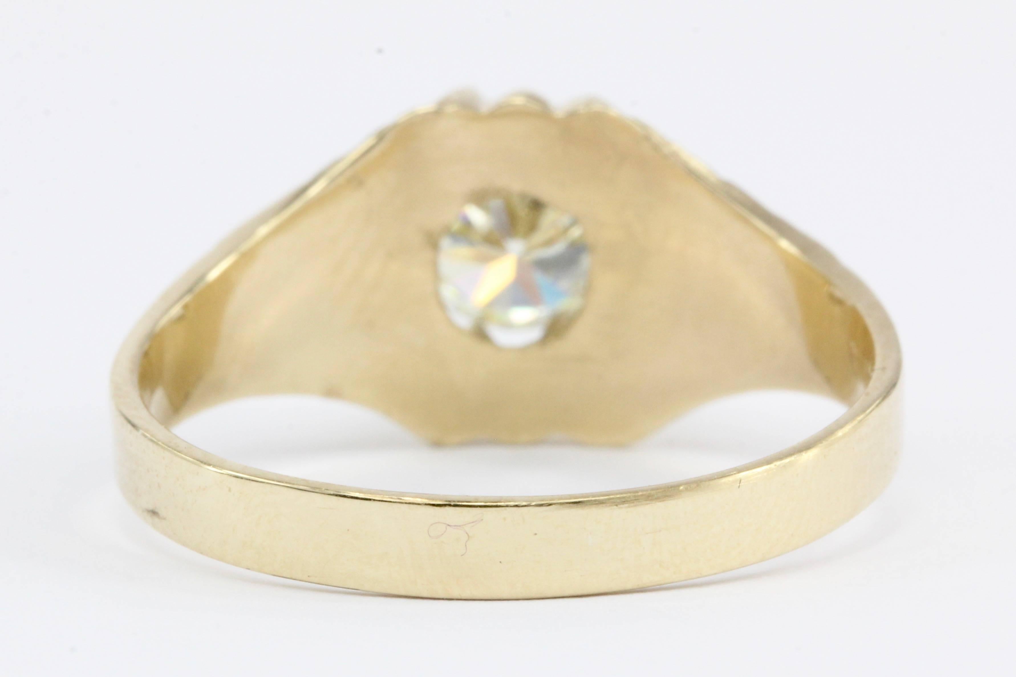 Men's Victorian Gold 1.2 Carat Belcher Mount Old European Cut Diamond Ring