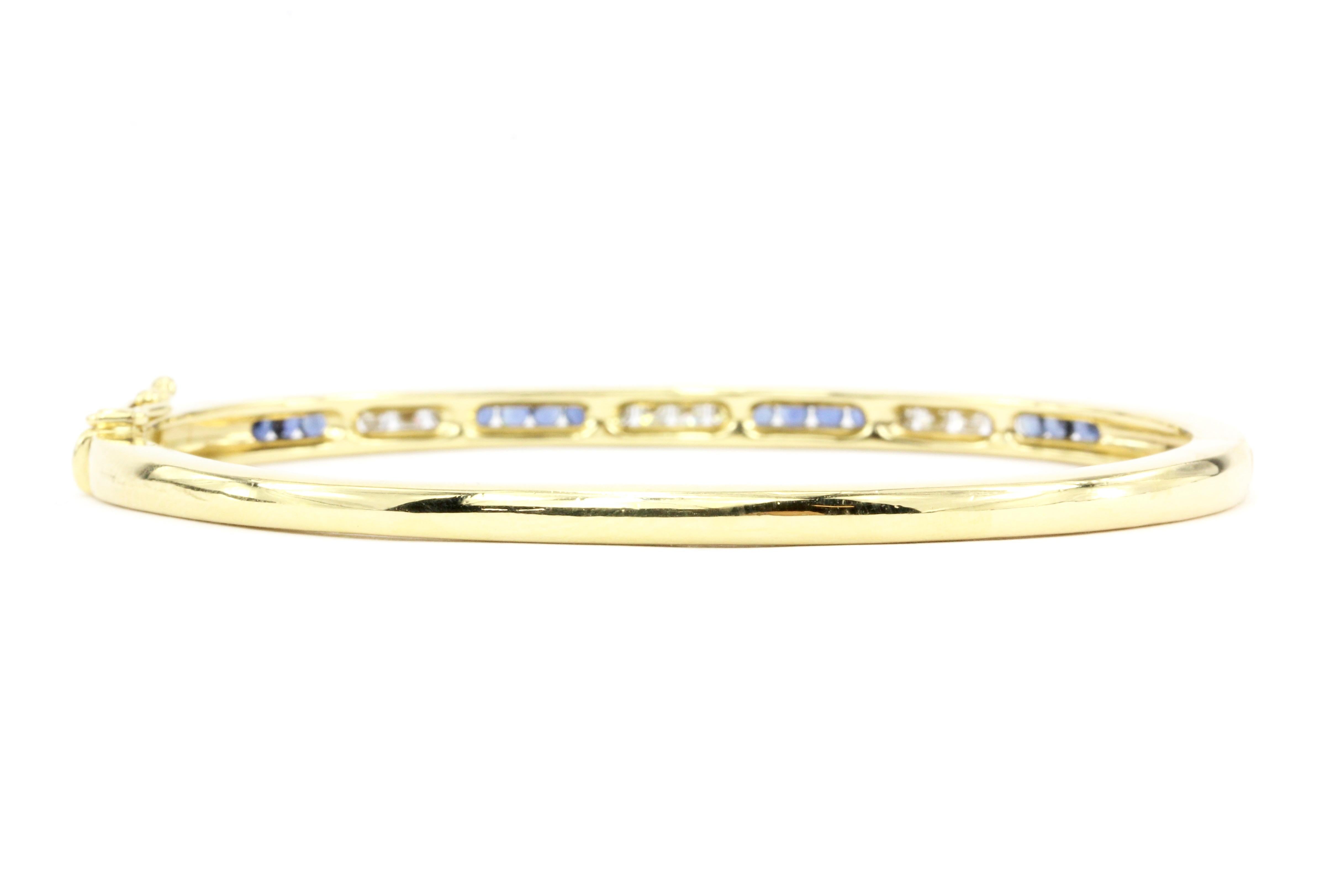 Women's Tiffany & Co. Yellow Gold Sapphire and Diamond Bangle Bracelet