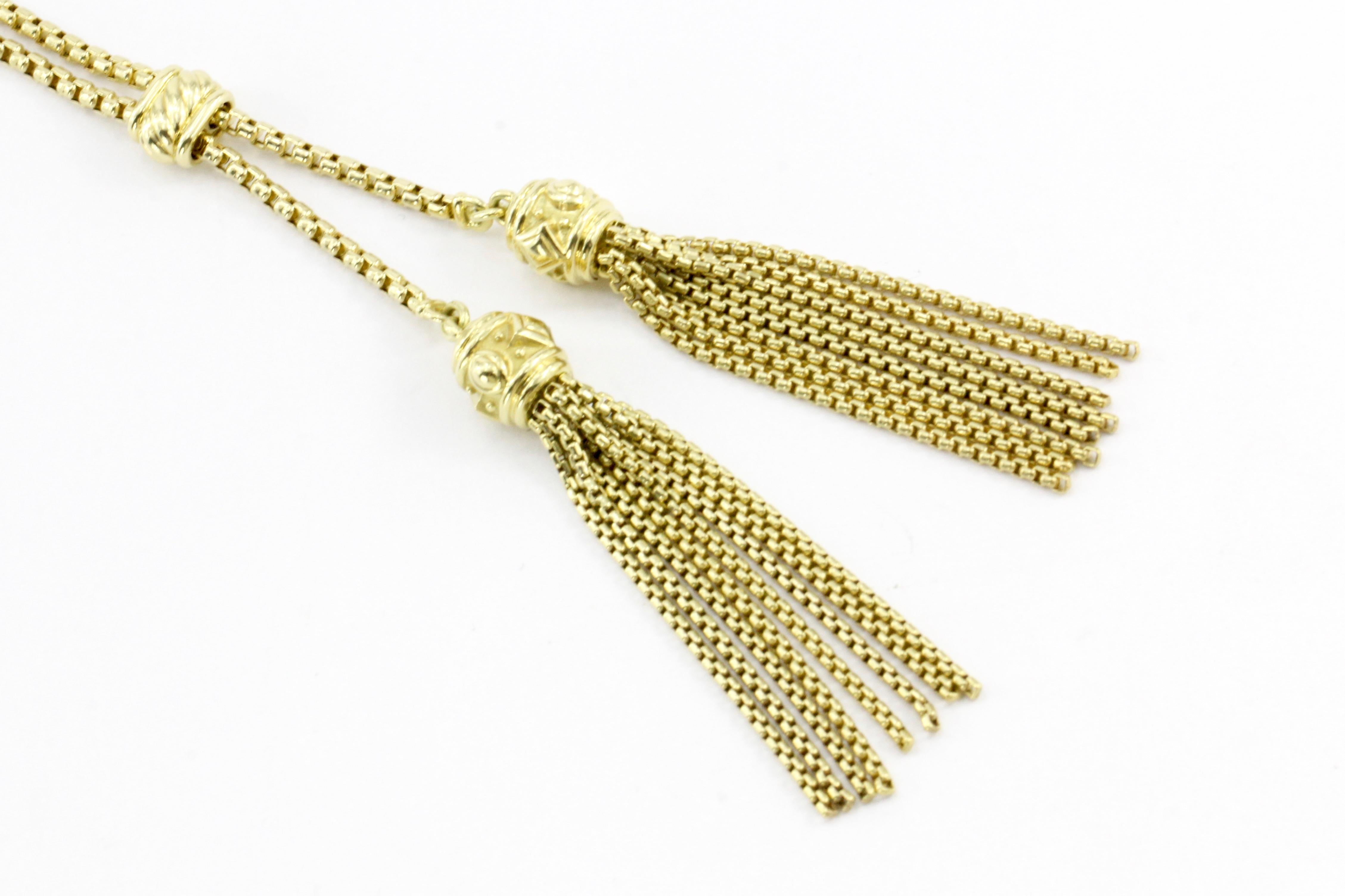 David Yurman Renaissance Tassel Necklace Yellow Gold Chain Necklace In New Condition In Cape May, NJ