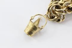 Wonderful 8 Charms Eiffel Tower Champagne Bucket Gold Charm Bracelet