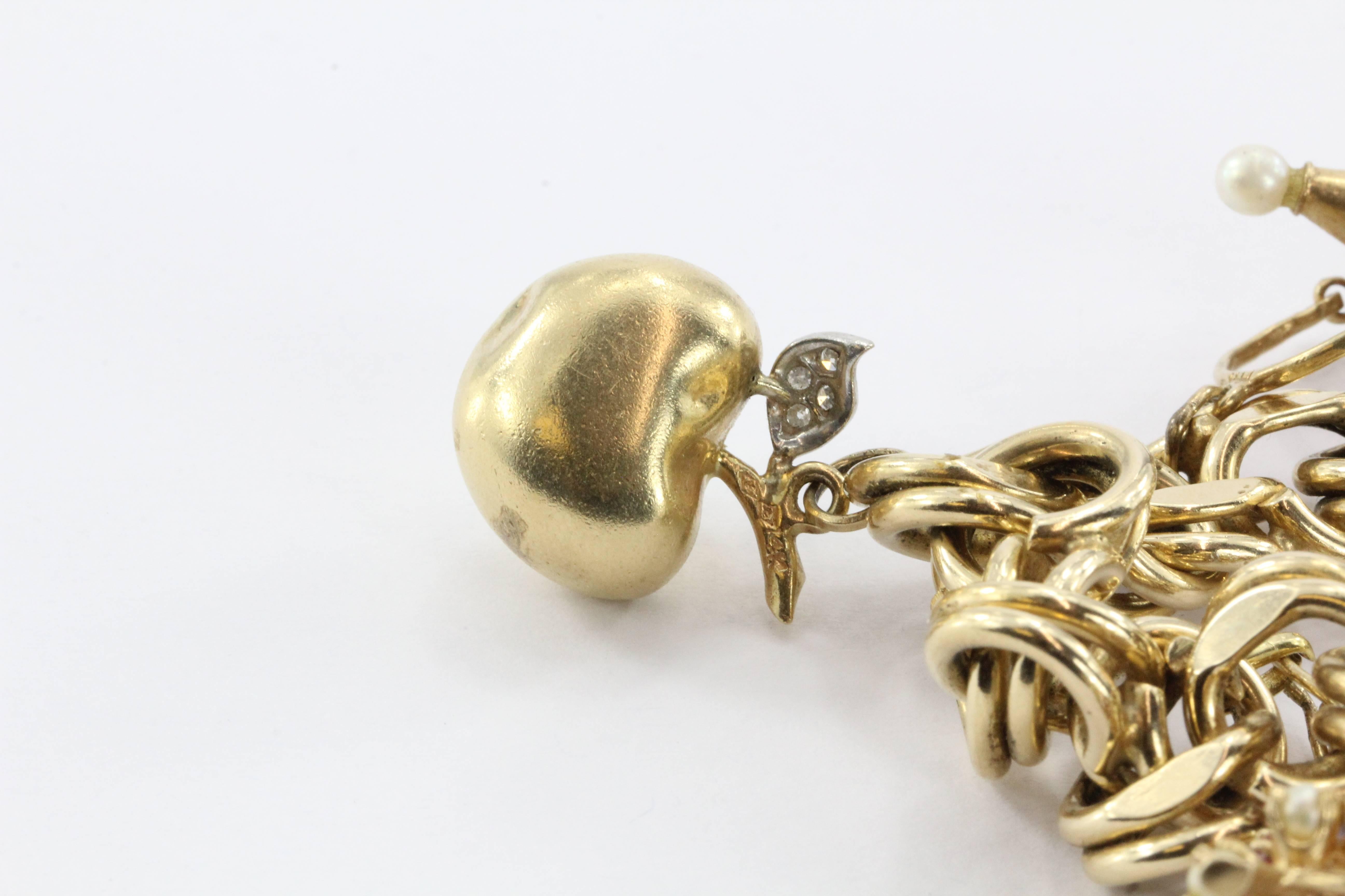 Wonderful 8 Charms Eiffel Tower Champagne Bucket Gold Charm Bracelet 2