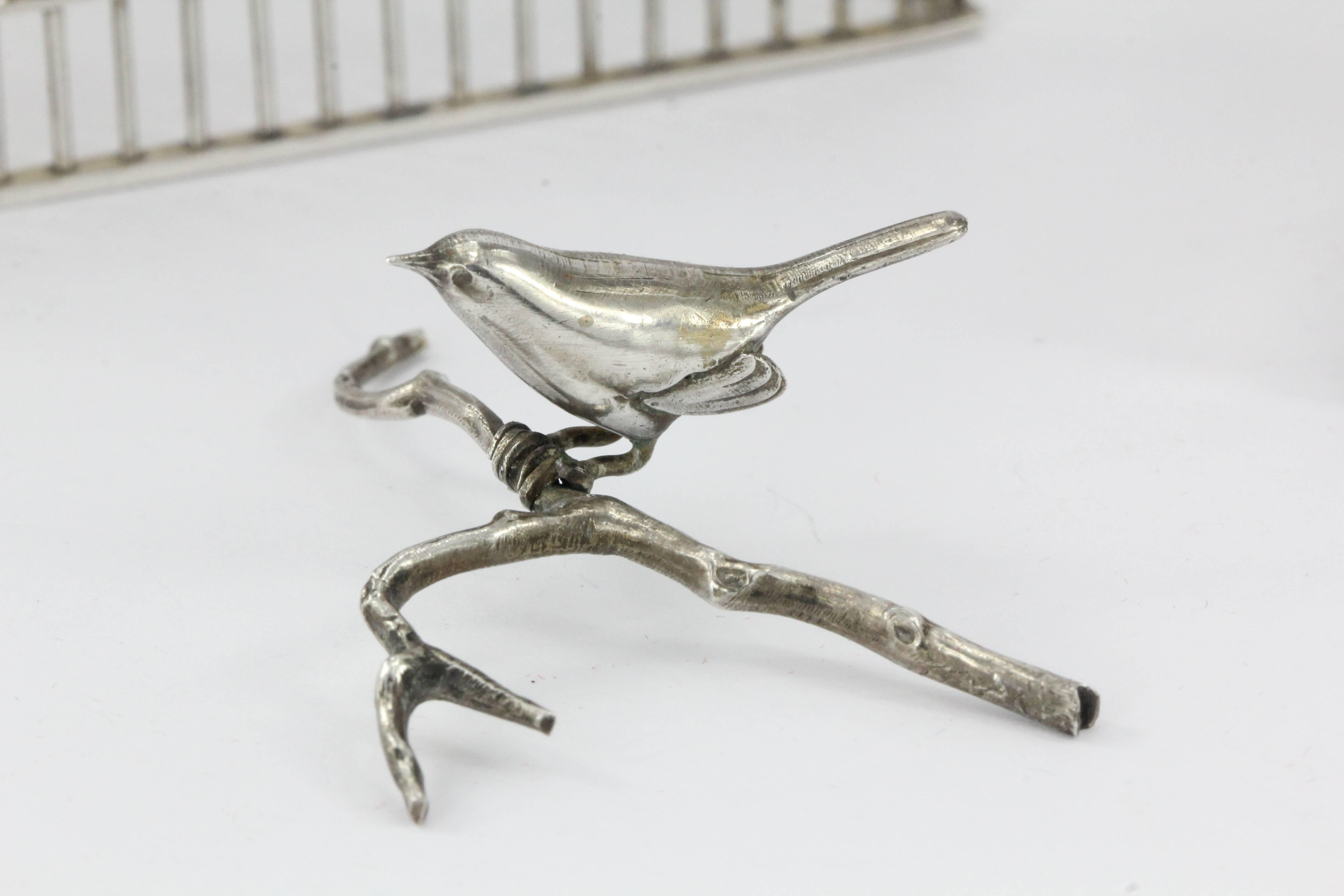 Artisan Toyo Koki Japan Silver Figural Bird Cage Jewelry Box CPO
