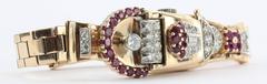 Galmor Lady's Rose Gold Diamond Ruby Wristwatch