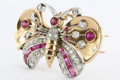 Walser Wald Ruby Diamond Gold Butterfly Pendant
