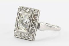 Art Deco Transition Cut Diamond Platinum Engagement Ring