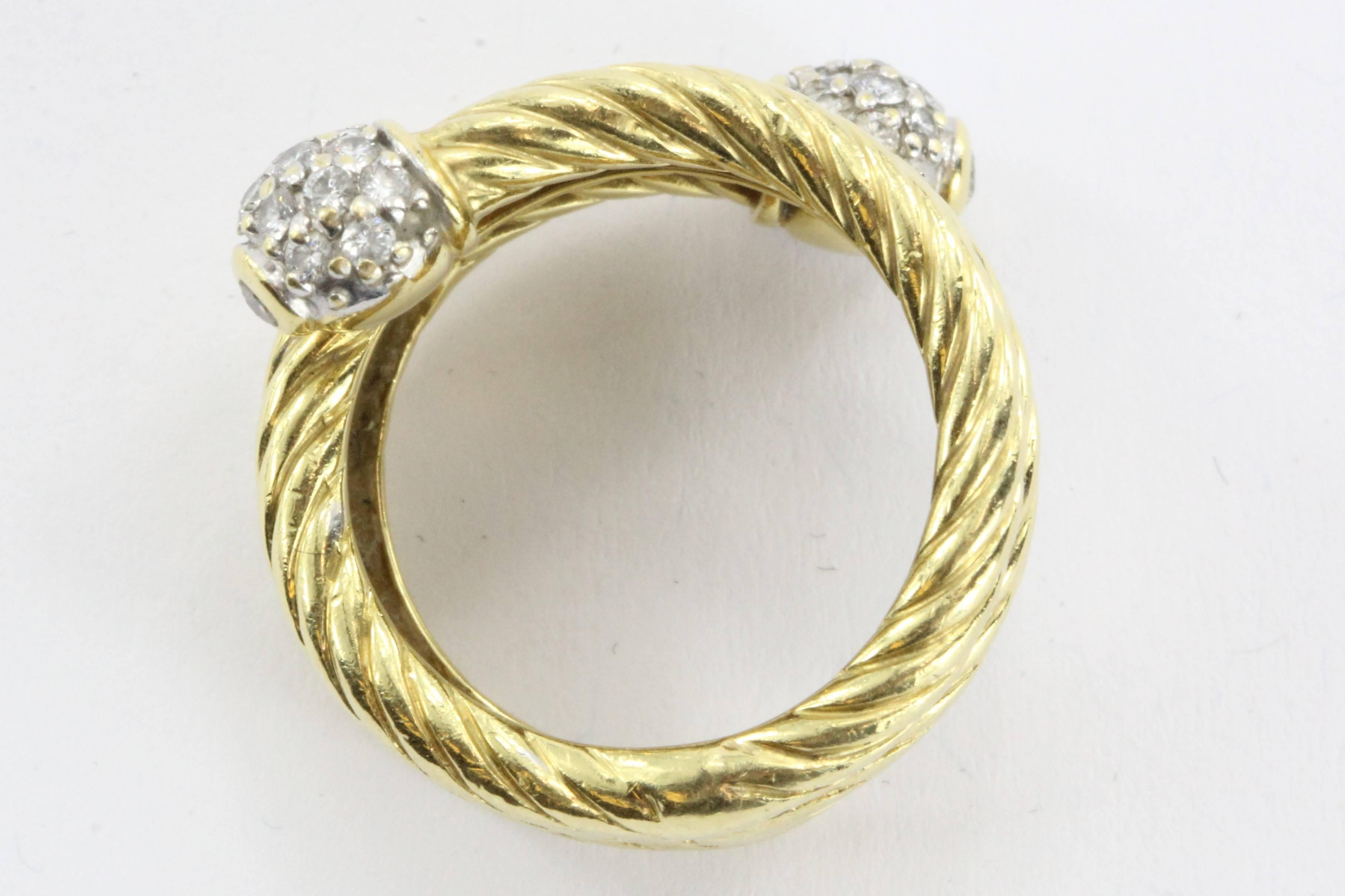 David Yurman Diamond Gold Spiral Serpentine Ring  2