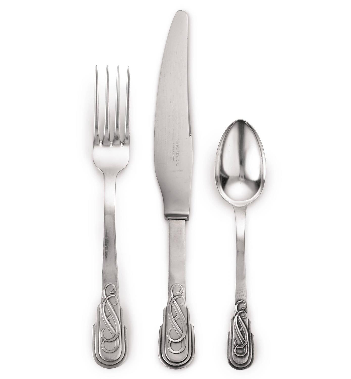 A Spanish silver Art Deco flatware service, Jaume Mercade, Barcelona