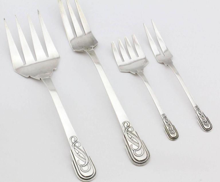 A Spanish silver Art Deco flatware service, Jaume Mercade, Barcelona