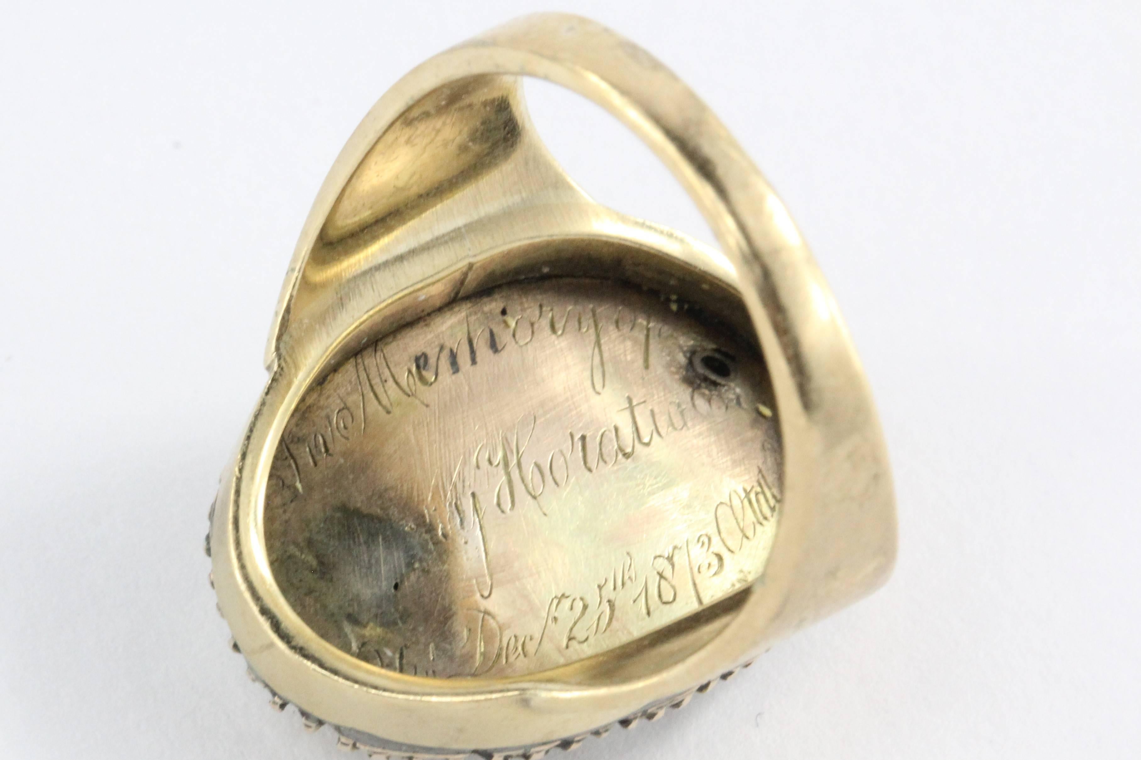Victorian 1870s Miniature of Male Lover's Eye Gold Ring