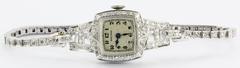 Antike Art Deco Platin & 14K Weißgold Diamant 17 Jewel Waltham Uhr