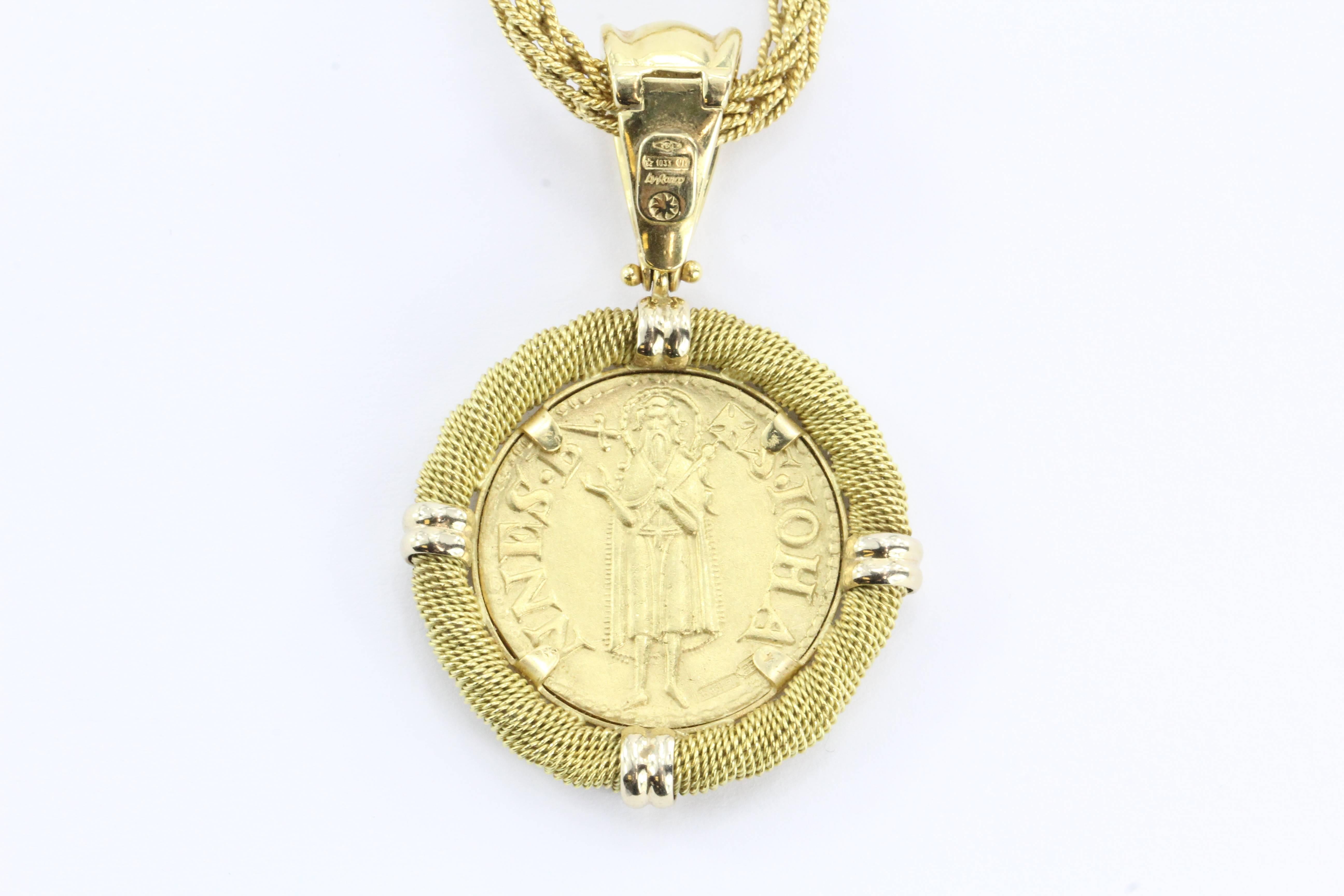 Vintage 18K Gold Ronco & Givori Italy Necklace & Pendant Set w/ .999 Gold Florin.

The necklace measures about 16.75