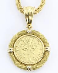 18K Gold Ronco & Givori Italy Necklace & Pendant Set w/ .999 Gold Florin