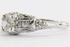 Platinum Old European Cut Diamond Cathedral Set Engagement Ring by Byard Brogan