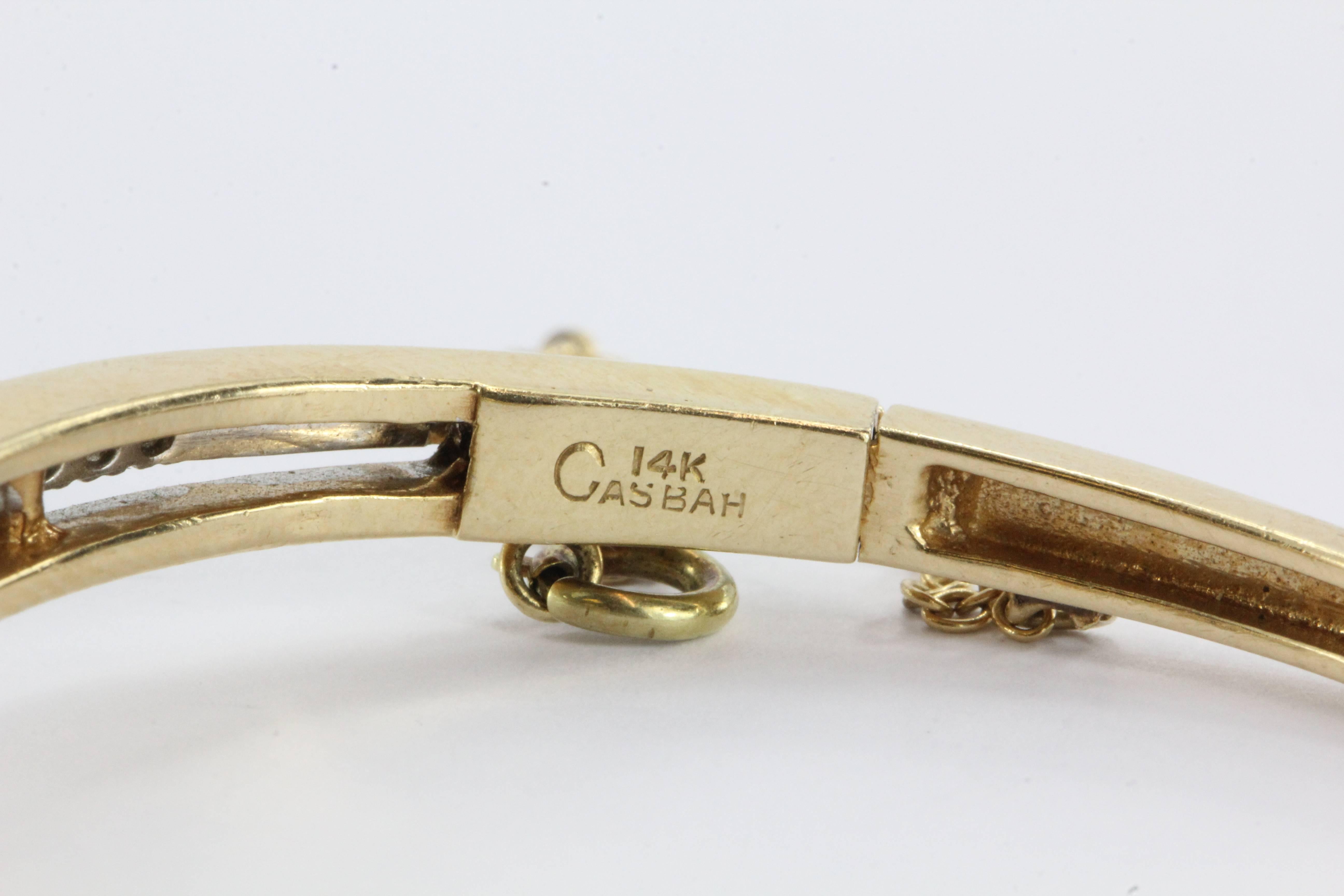 Women's Casbah 14K Gold Diamond & Translucent Opal Bangle Bracelet